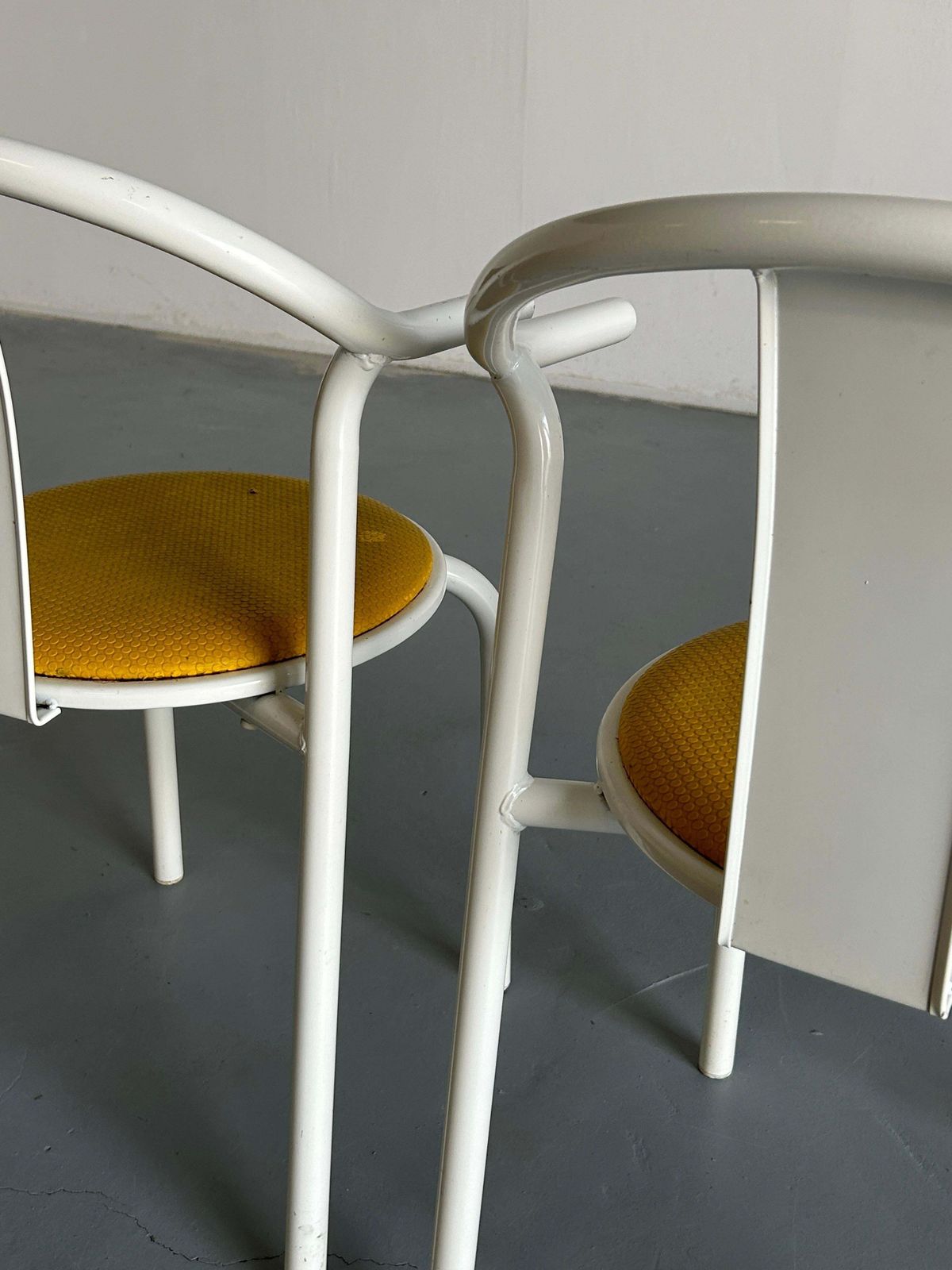photo for sale Pair Of Vintage Ikea Postmodern Memphis Maxmo Metal Dining Chairs, 1980s Ikea