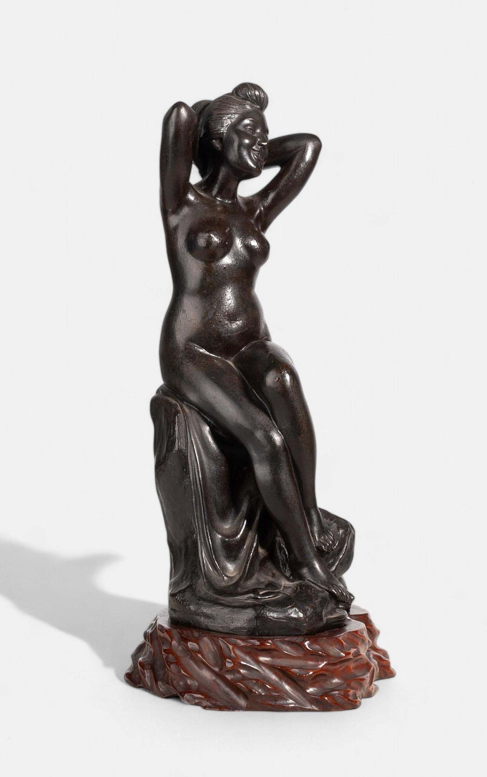 Late 19th Century Meiji Bronze Erotic Sculpture Of A Nude Sitting Woman In The Style Of Okazaki Sessei, Japan photo 4450.0
