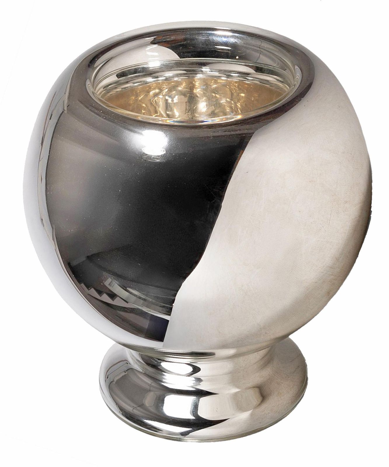Mid 20th Century Space Age Modern Reflective Silvered Glass Footed Vase, Italy photo for sale