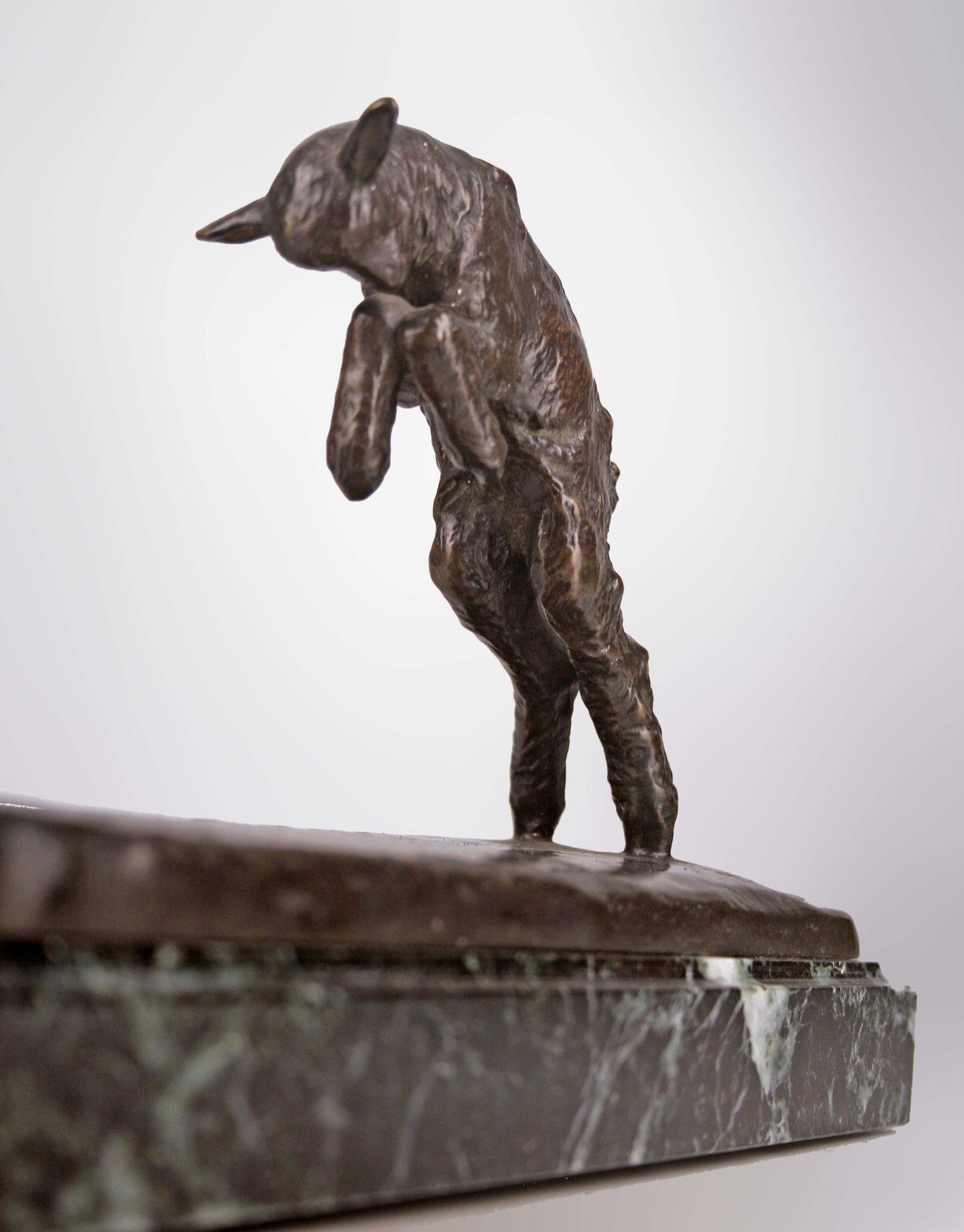 Art Déco Patinated Bronze Sculpture Of A Girl And A Jumping Goat With Marble Base By Paul Silvestre For Susse Frères photo 2600.0