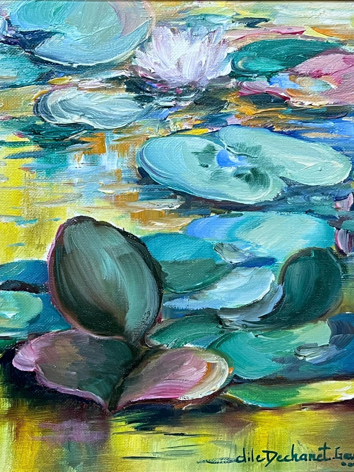 Odile Dechanetthe Waterlily Pond Signed Original French Oil Painting, 20th Century20th Century photo for sale