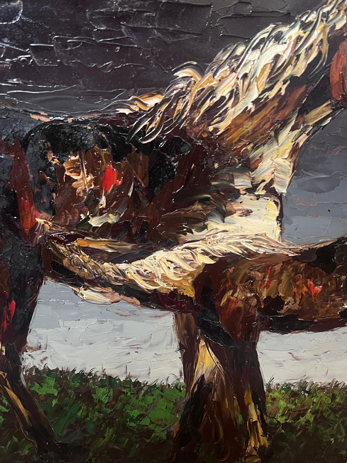 Léon Schwartz   Abrys1970's French Expressionist Signed Oil Painting Horse & Foal In Landscape photo furniture