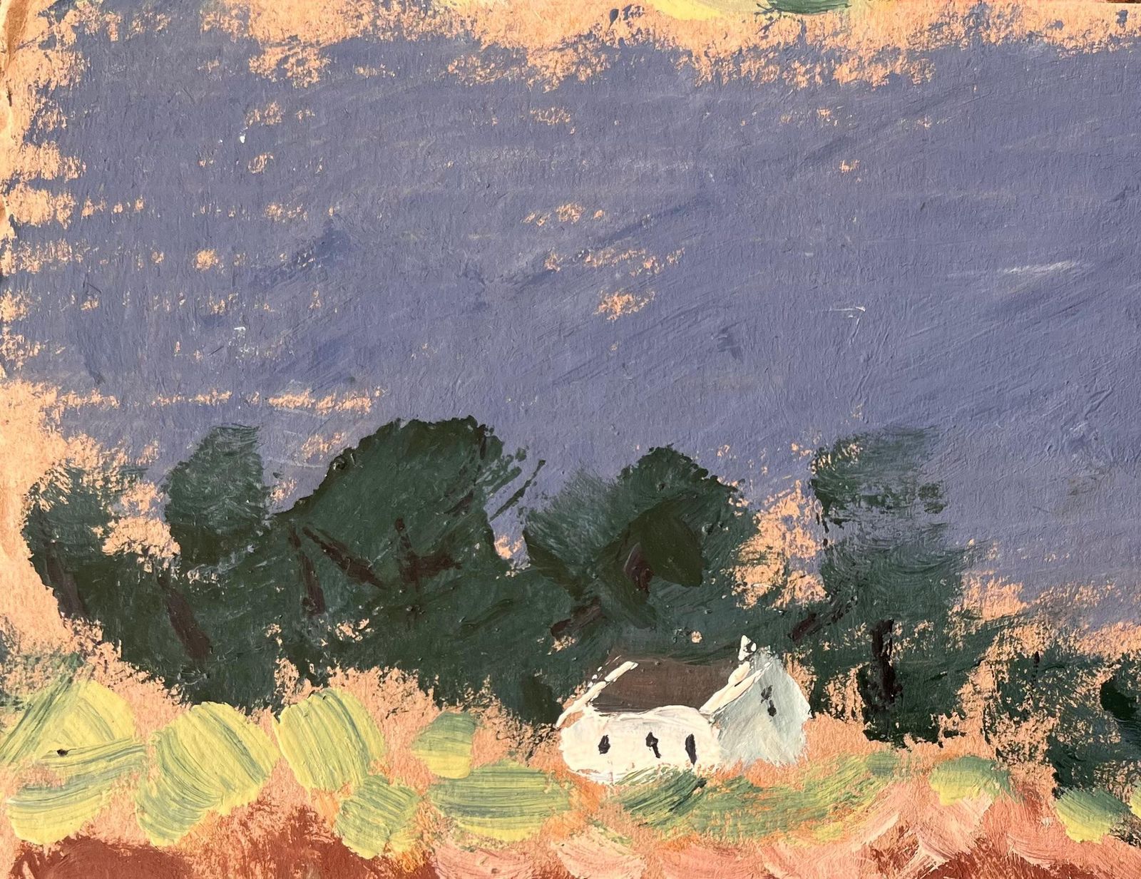 Fanch Lelfrench Coastal Landscape With White Cottage And Sailboat Under A Dark Sky photo Art