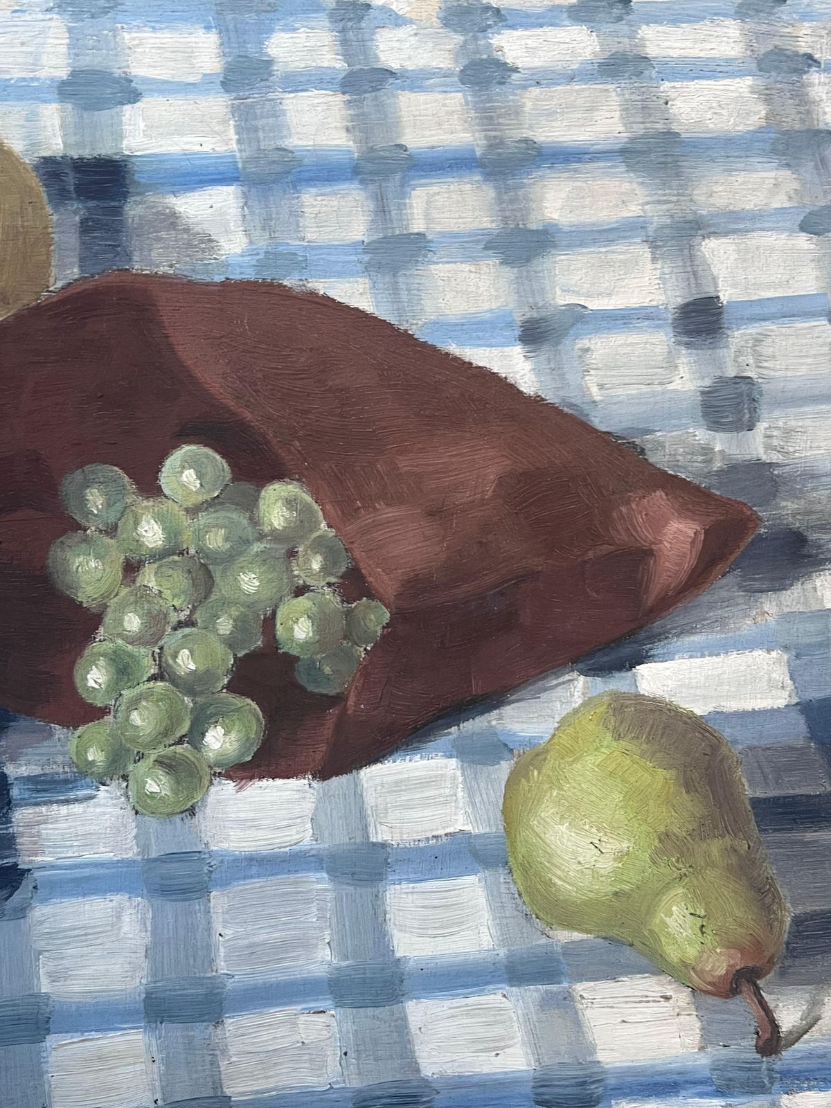 Lucie Jeandelmid 20th Century French Modernist Signed Oil Painting Still Life Pears & Grapes20th Century photo 801.0