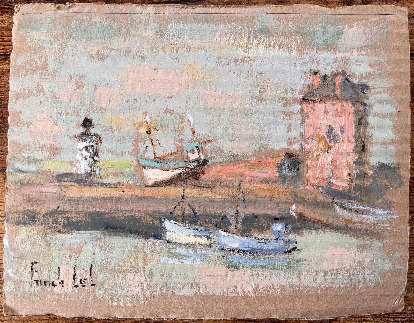 Fanch Lelfrench Harbour Scene With Lighthouse And Boats In Camaret By Fanch Lel photo furniture