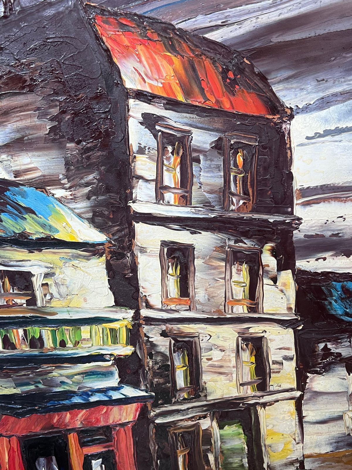 Léon Schwartz   Abrys20th Century French Expressionist Oil Painting City Streets At Night photo 790.0