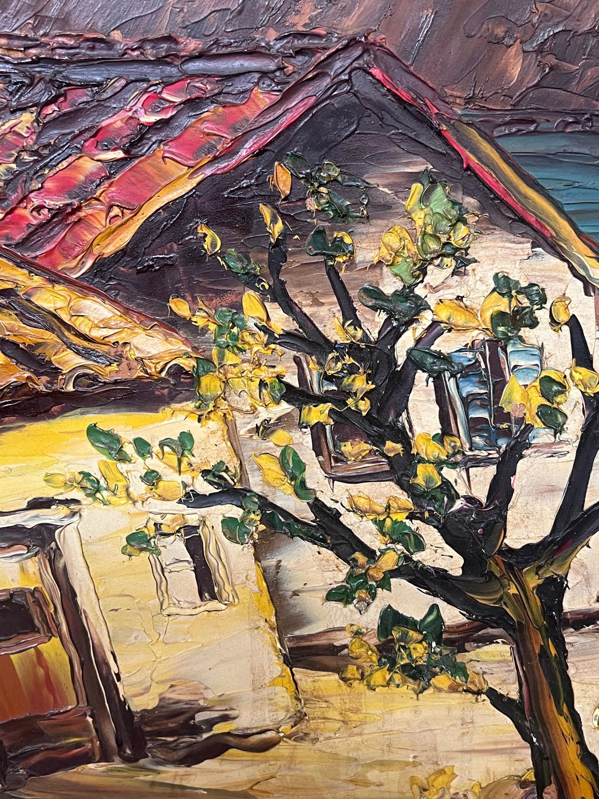 photo furniture Léon Schwartz   Abrys20th Century French Expressionist Signed Oil Old Houses By River
