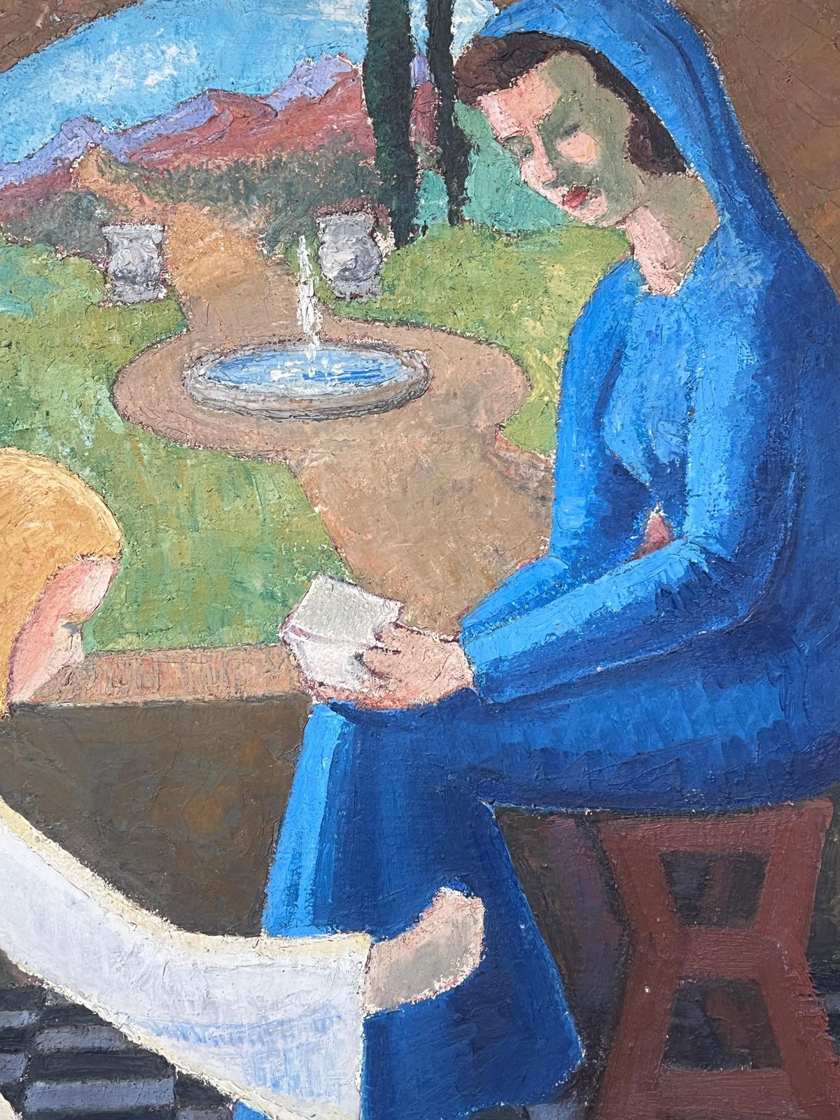 Large 1920's French Nabis School Oil Painting The Annunciation Mary & Angel1920's photo Art