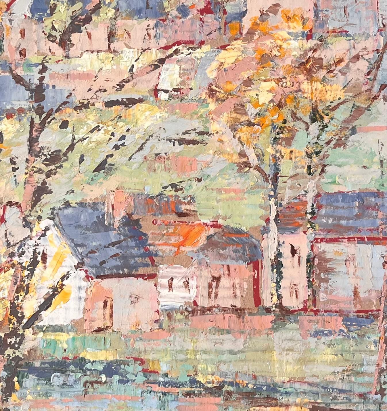 Fanch Lelimpressionist Village Hilltop Church Scene With Autumn Trees By Fanch Lel photo buy