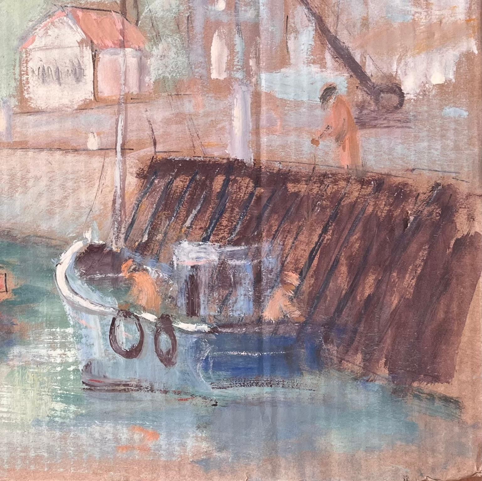 Fanch Lelfrench Impressionist Harbour Scene In Fécamp Normandy With Lighthouse And Boats photo Art