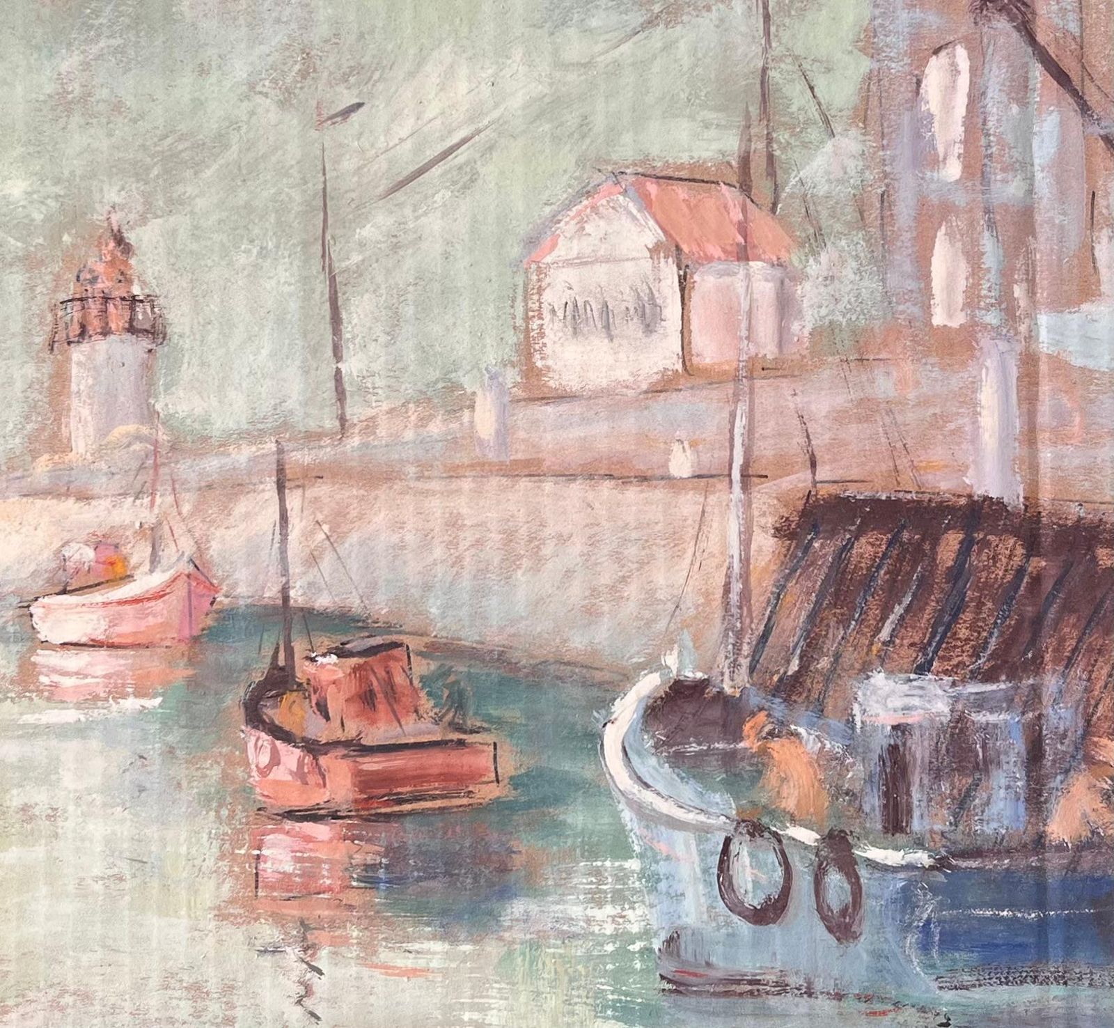 Fanch Lelfrench Impressionist Harbour Scene In Fécamp Normandy With Lighthouse And Boats photo buy