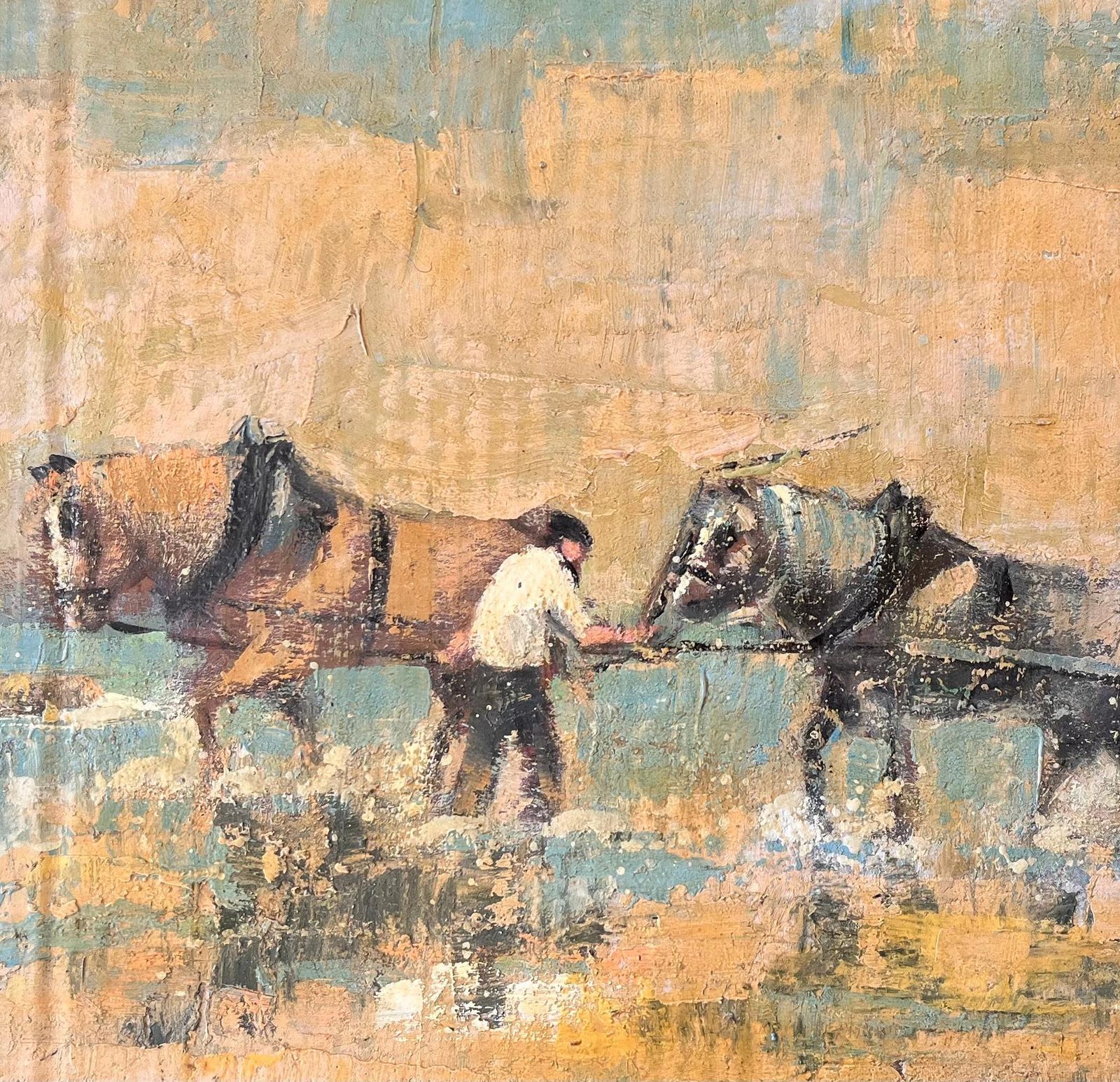Fanch Lelfrench Impressionist Horse Drawn Hay Cart With Farmer In Rural Landscape photo buy