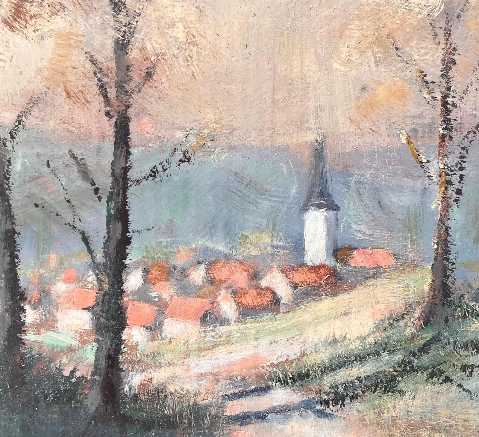 Fanch Lelimpressionist Countryside Scene With Church Spire Red Roofs And Autumn Trees photo buy