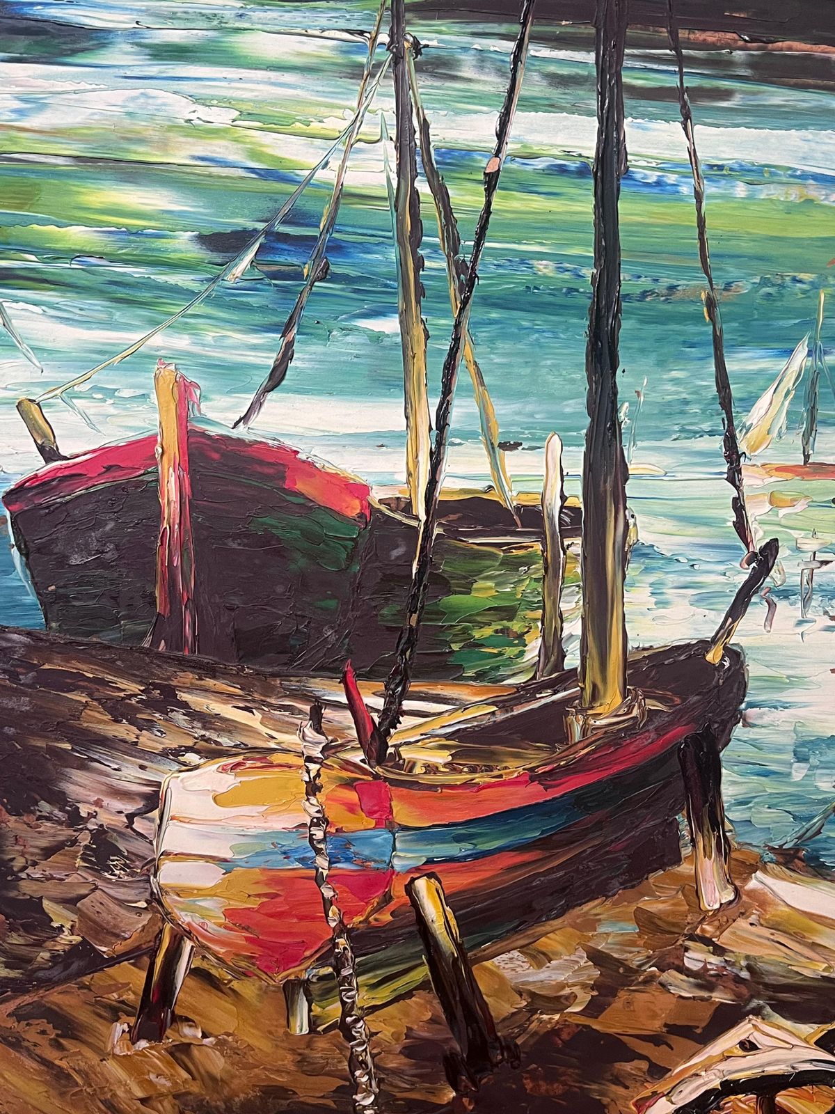 Léon Schwartz   Abrys20th Century French Expressionist Signed Oil Painting Boats On Harbor Edge photo 847.0