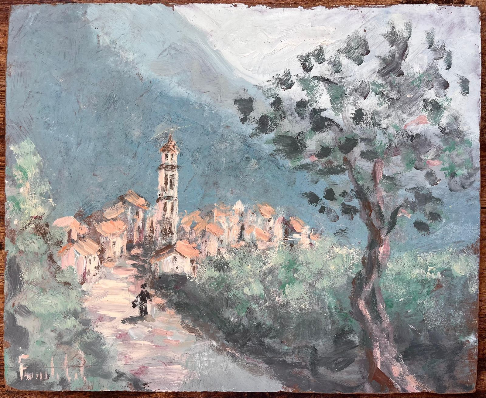 Fanch Lelimpressionist Village Scene With Tower And Olive Tree View Of Monte Maggiore photo furniture