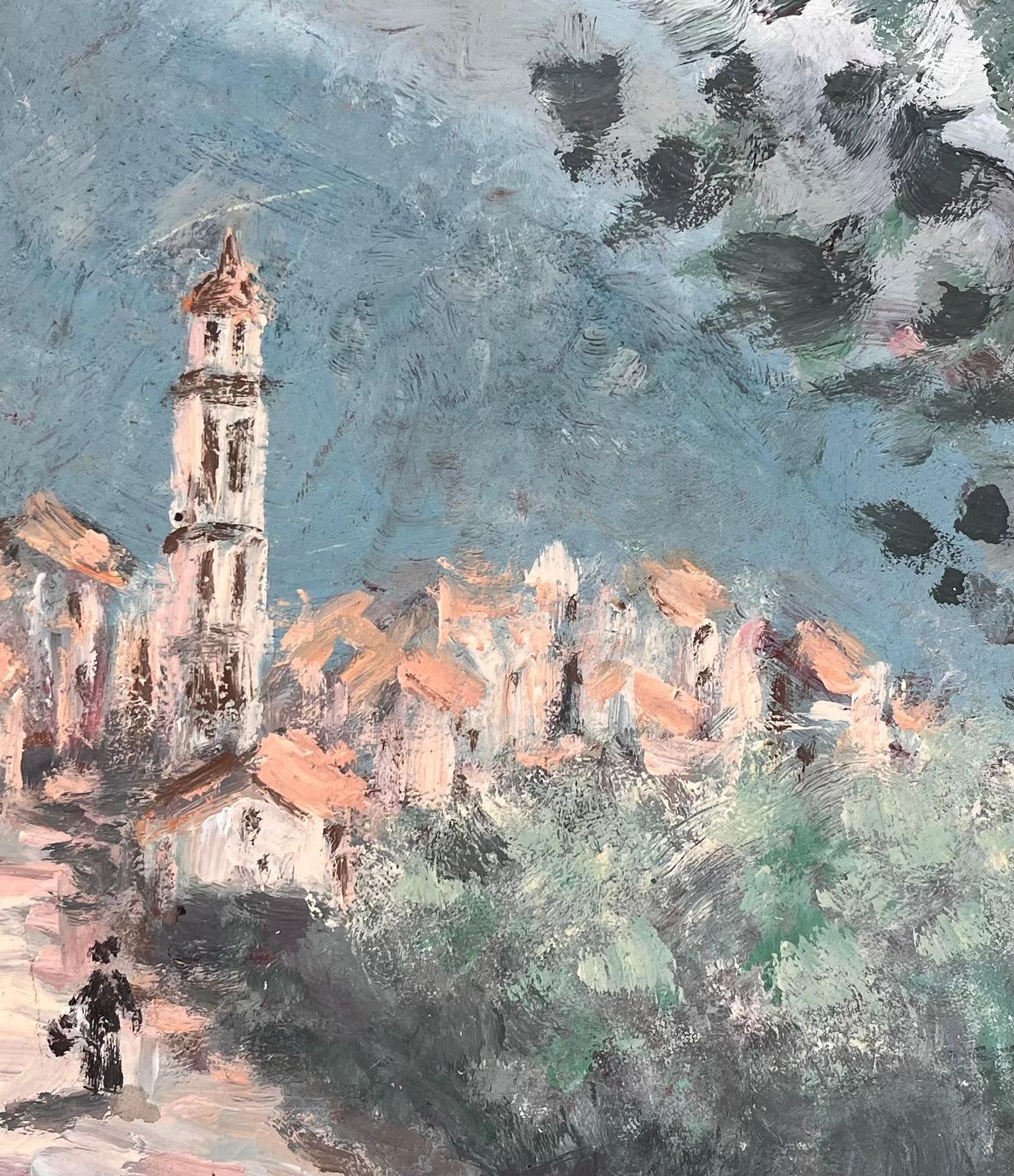 Fanch Lelimpressionist Village Scene With Tower And Olive Tree View Of Monte Maggiore photo buy