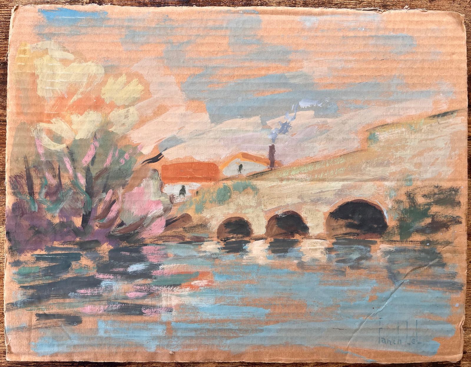 Fanch Lelfrench Impressionist Landscape Of Brunoy And The Old Bridge Of Boussy photo furniture
