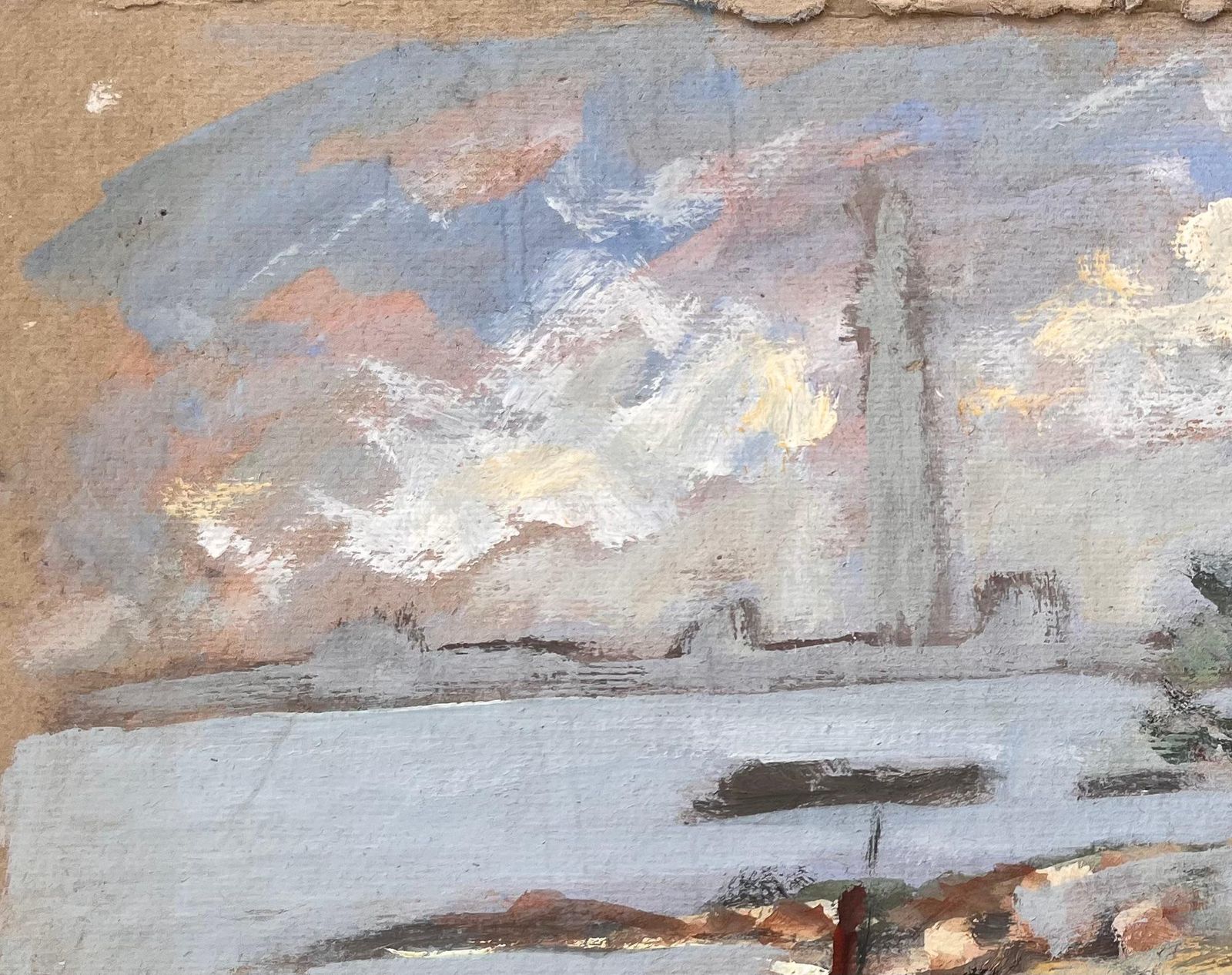 Fanch Lelimpressionist Coastal Landscape With Boat Cottage Trees And Sunset Sky photo vinterior