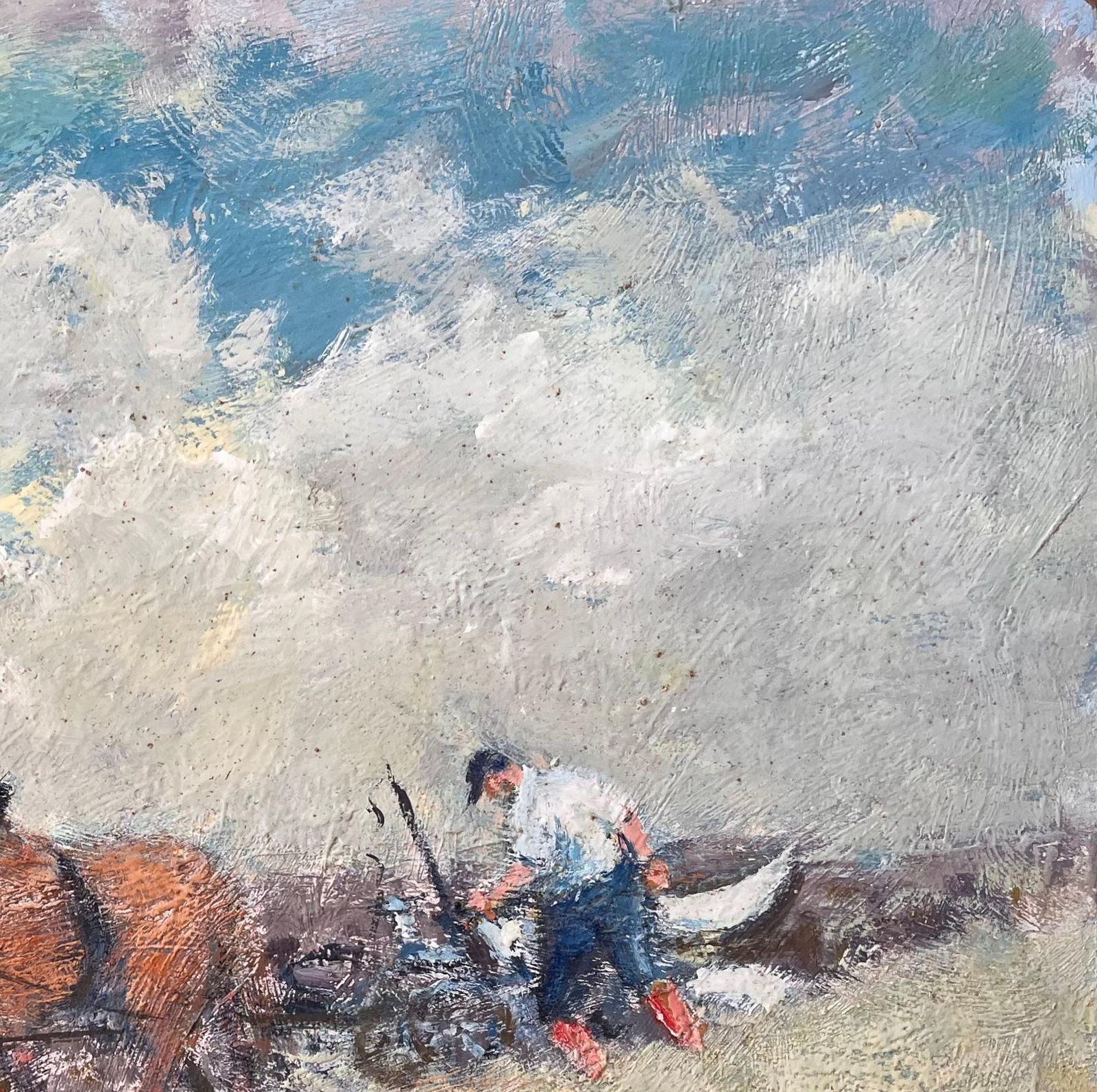 Fanch Lelimpressionist Horse Ploughing Scene With Farmer And Cloudy Sky Landscape photo 709.0