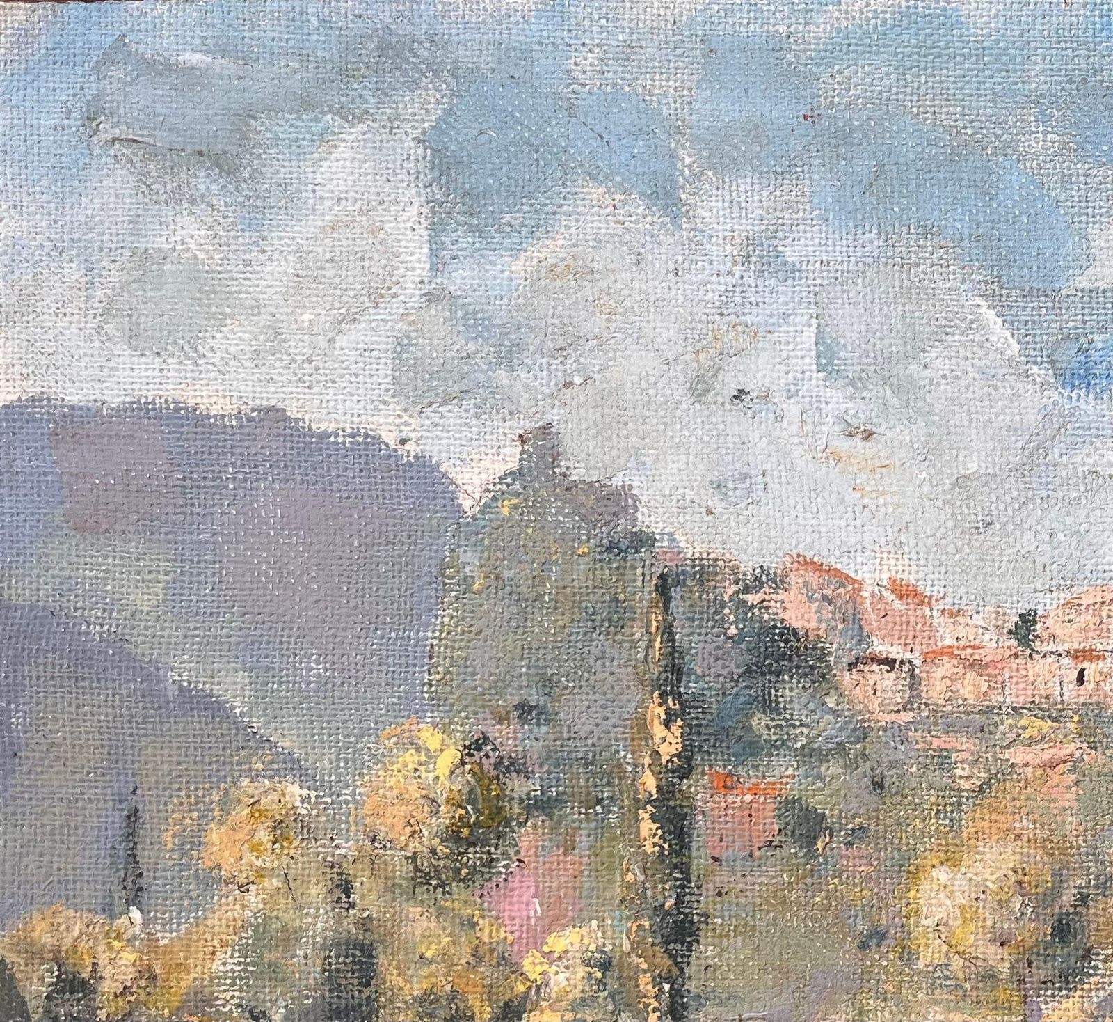 Fanch Lelimpressionist Mountain Village Landscape With River Cypress Trees And Wildflower photo 622.0