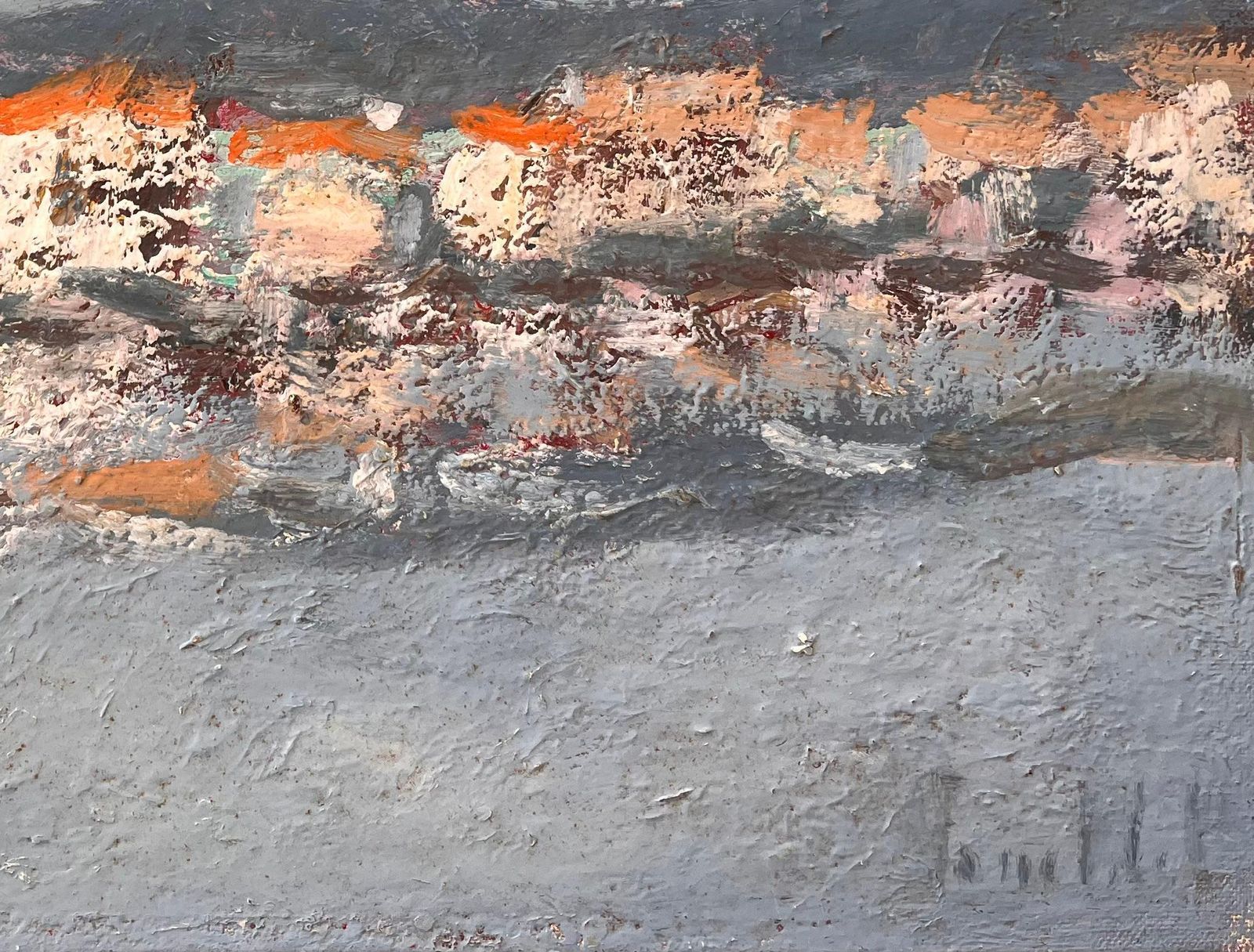 Fanch Lelfrench Coastal Oil Painting Of Seaside Village With Red Roofs Reflected In Water photo 525.0