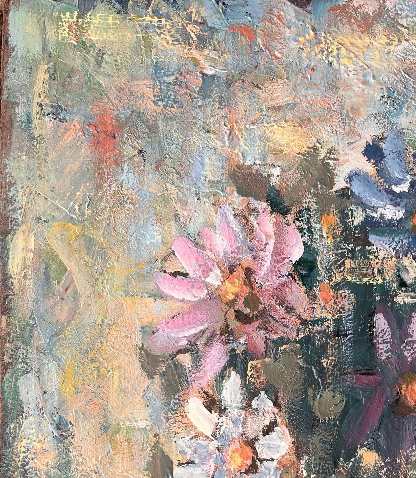 Fanch Lelimpressionist Still Life Oil Painting Of Wildflowers In Vase With Pastel Colours photo Art