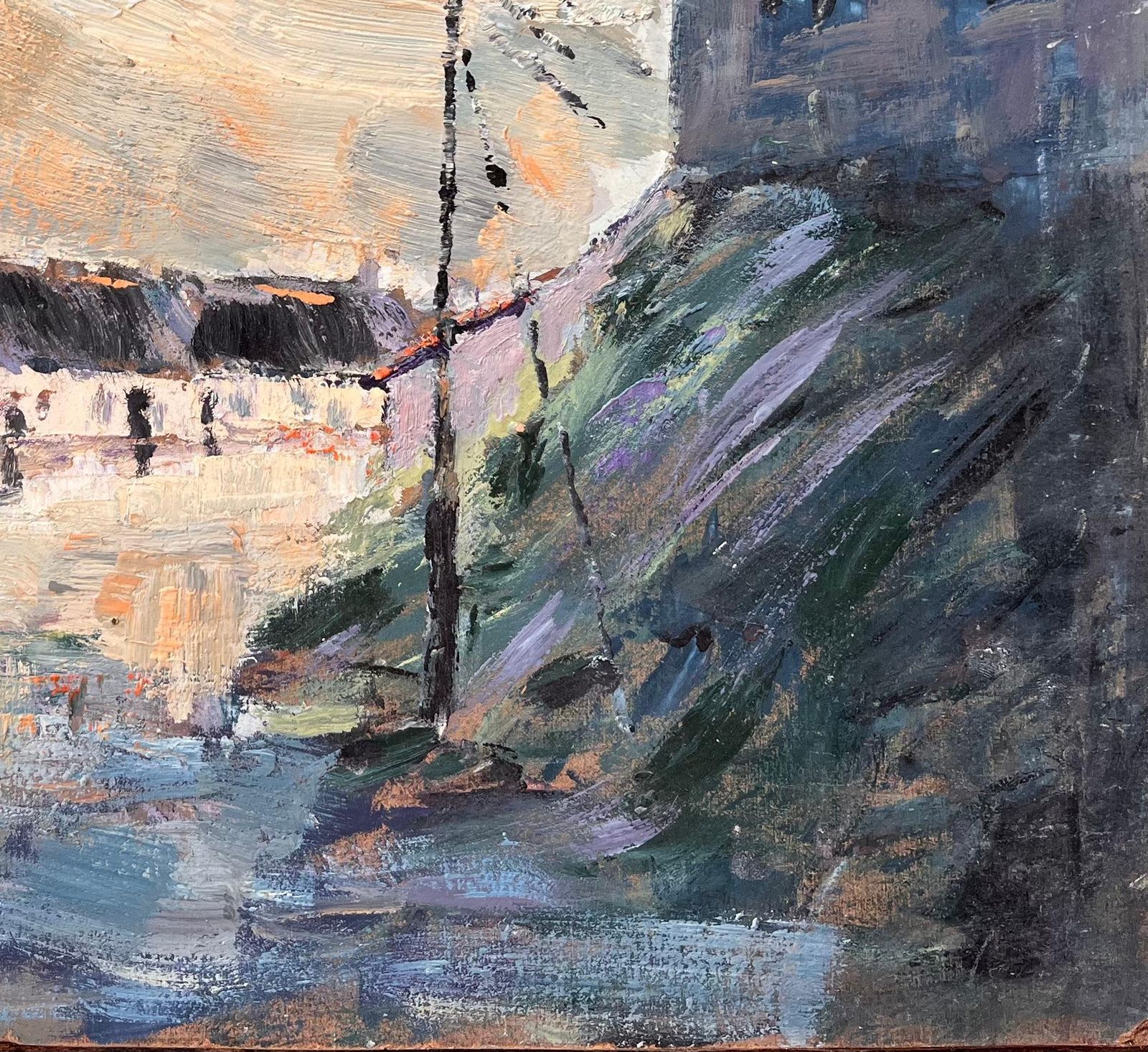 Fanch Lelevening Shadows In A Village Street Scene Impressionist Painting photo for sale