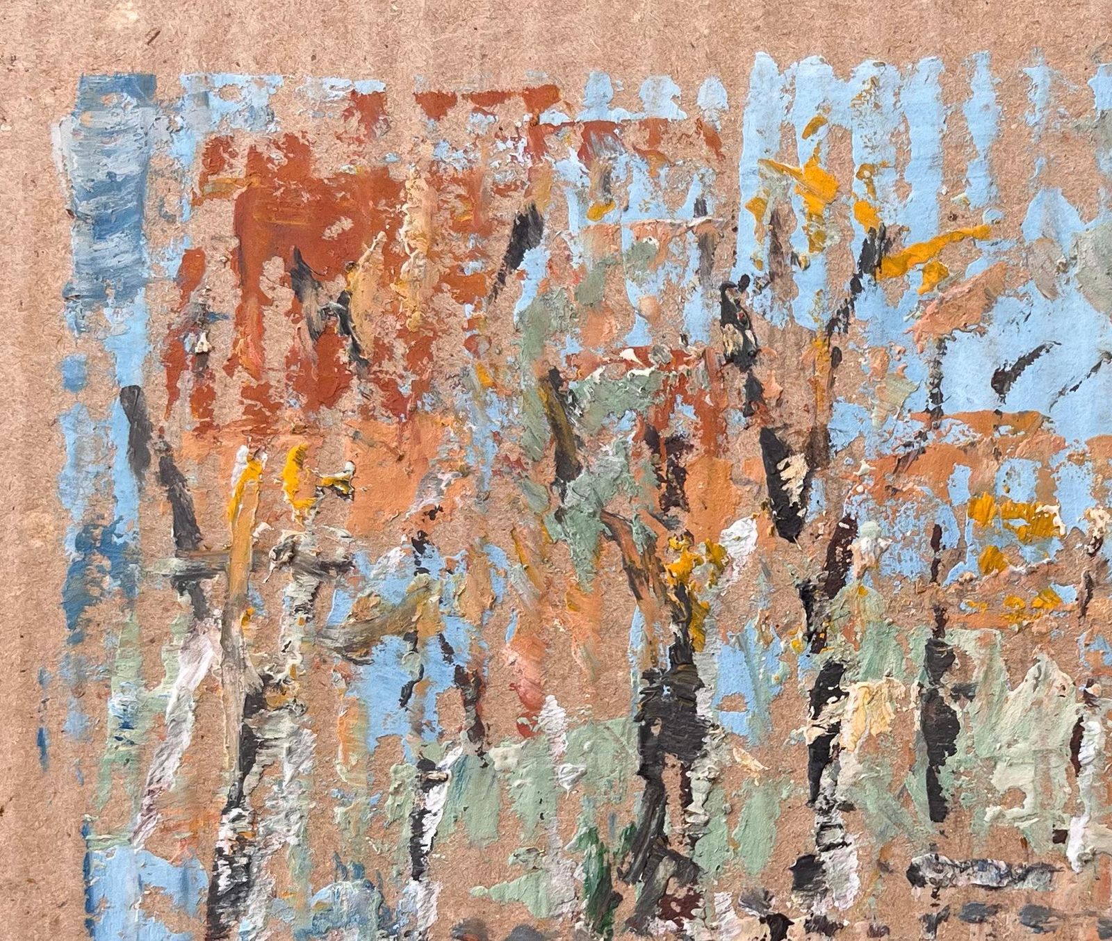 Fanch Lelfrench Impressionist Forest Landscape With Autumn Trees On Cardboard photo 388.0