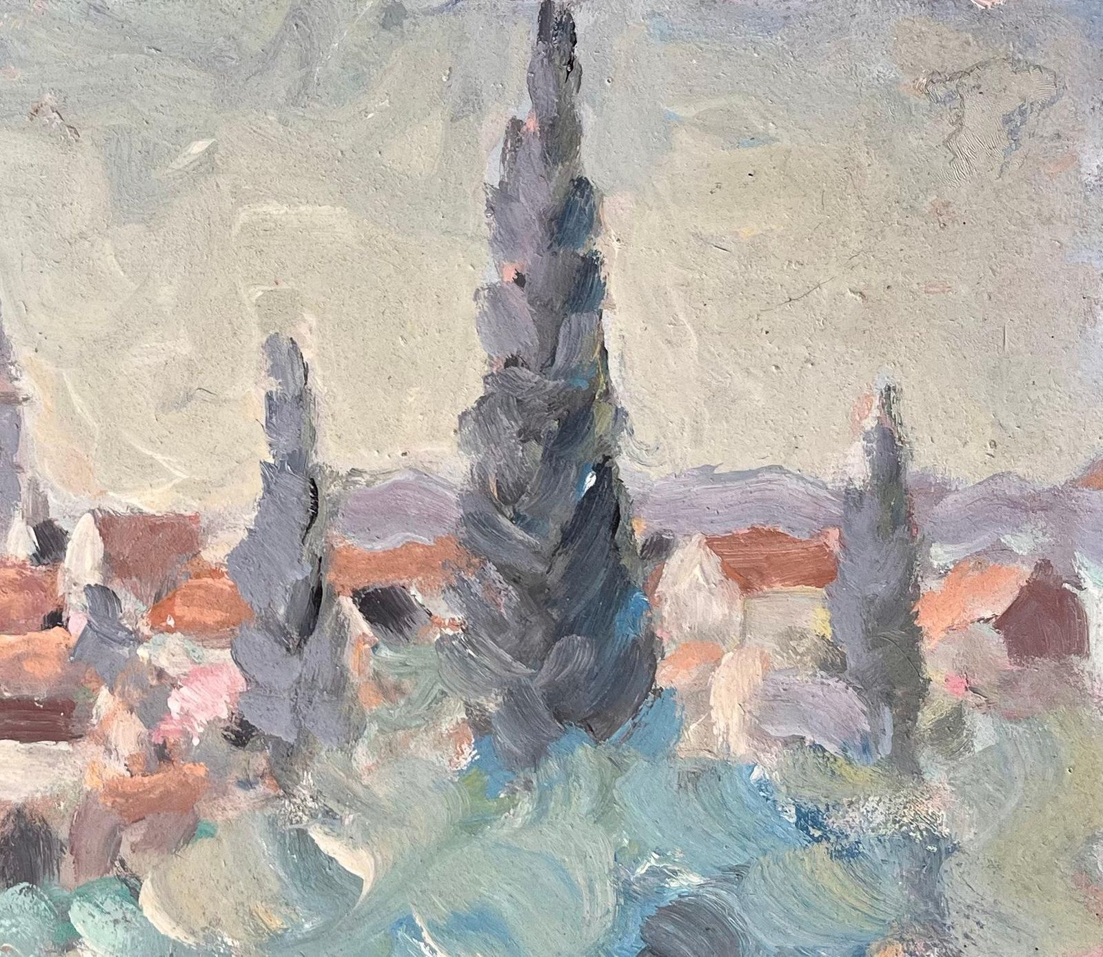 Fanch Lelimpressionist Village Landscape With Cypress Trees And Mountain Horizon View photo Art