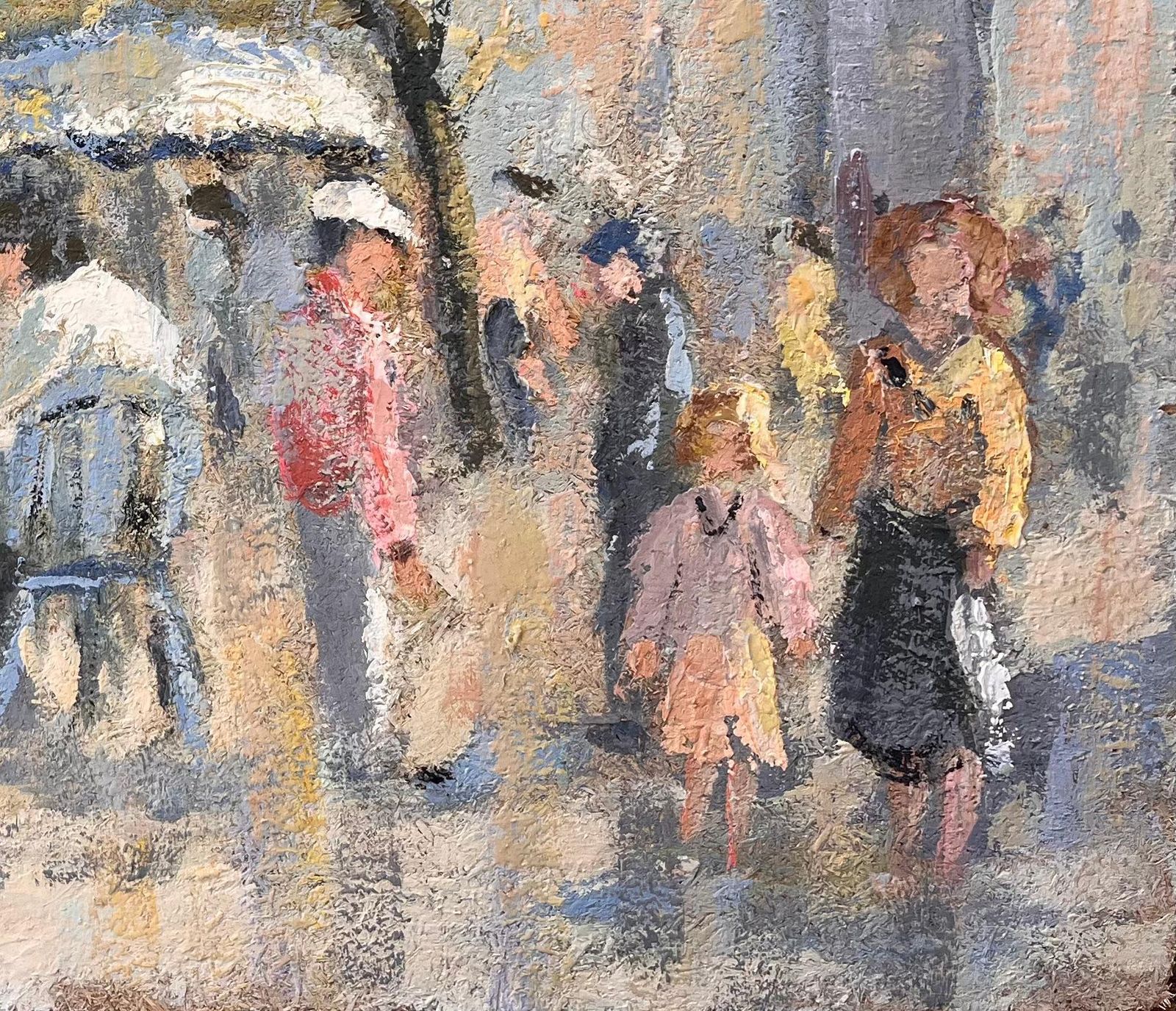 Fanch Lelfrench Impressionist Urban Scene Of Bustling Café Terrace In Saint Malo2002 photo for sale
