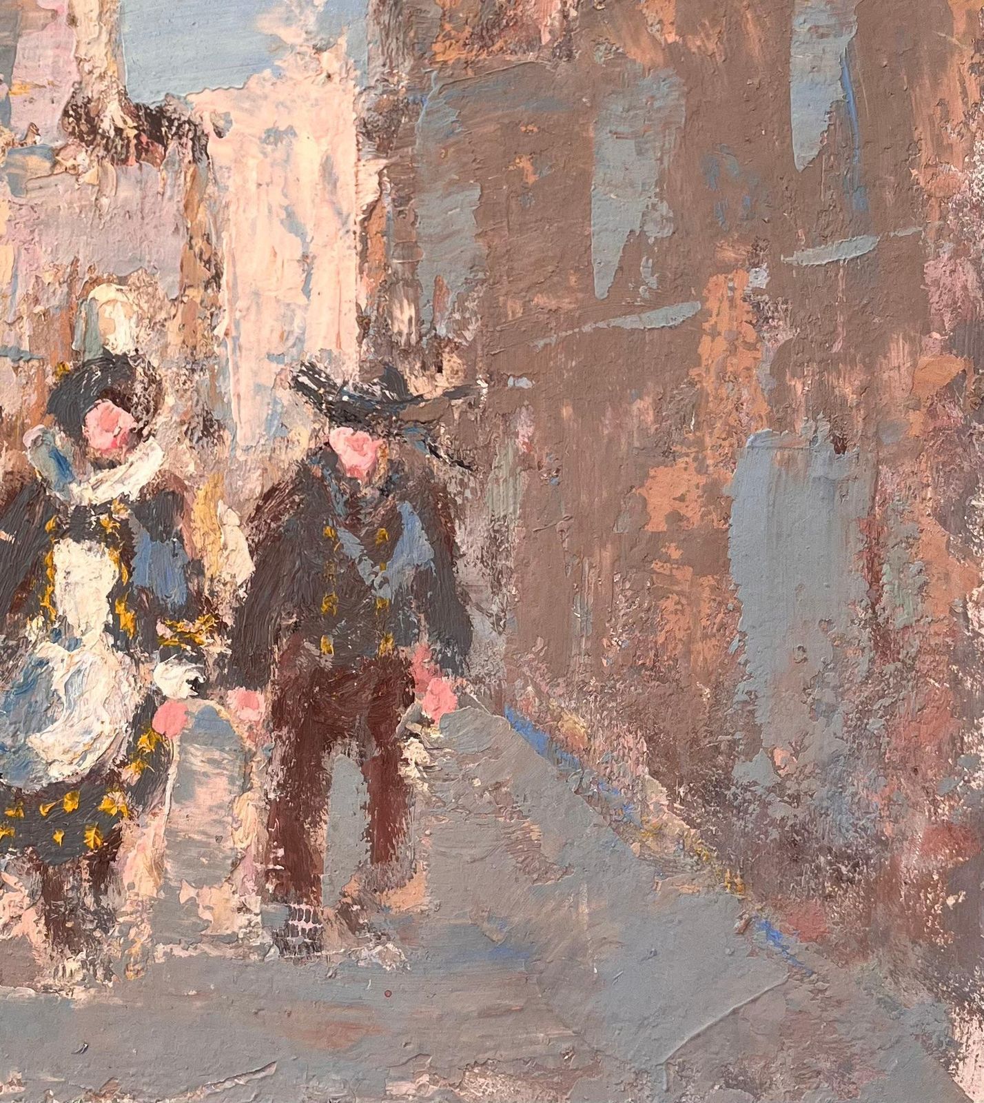 Fanch Lelfrench Impressionist Street Scene With Figures In Traditional Dress photo for sale
