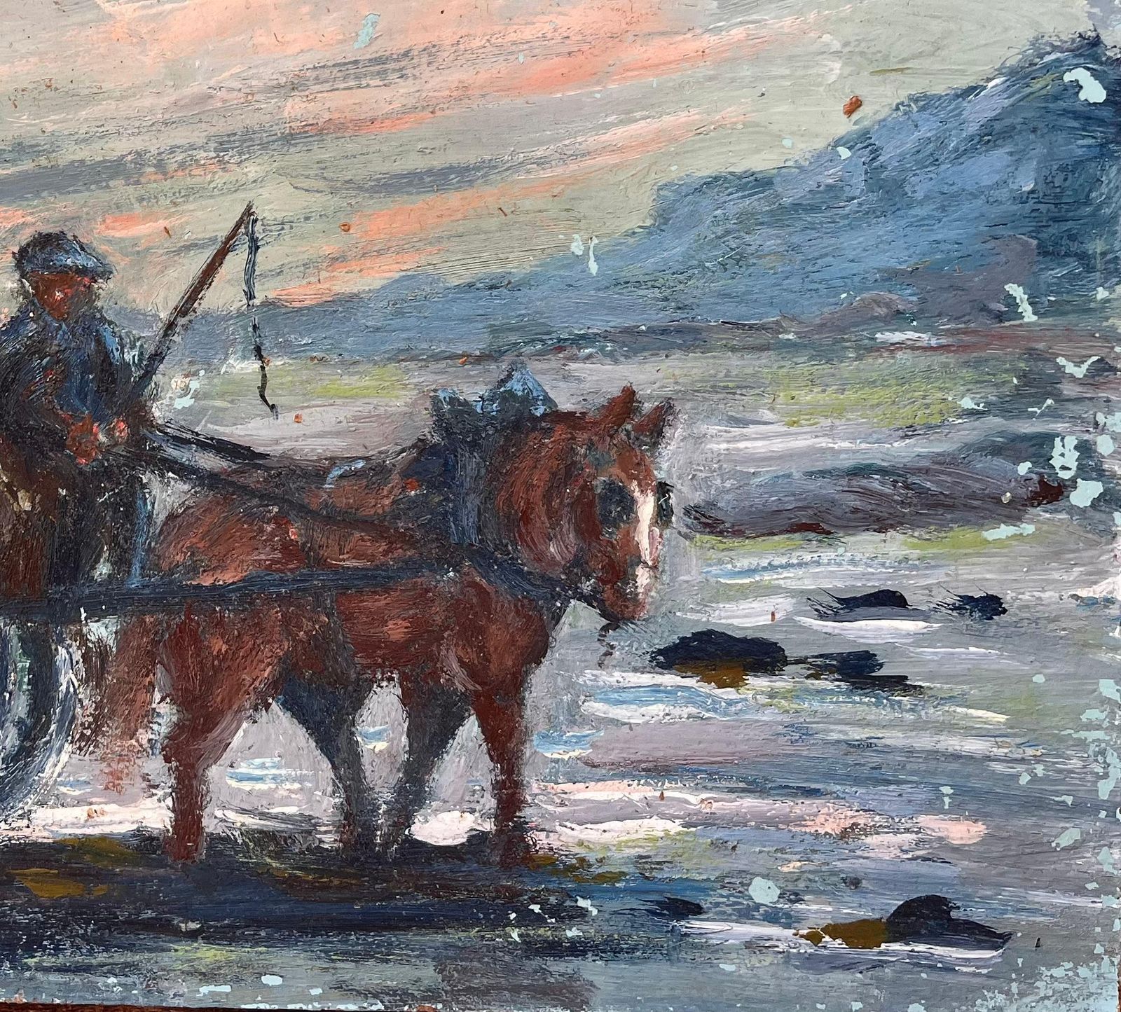 Fanch Lelimpressionist French Rural Scene With Horse And Cart At Sunset photo for sale