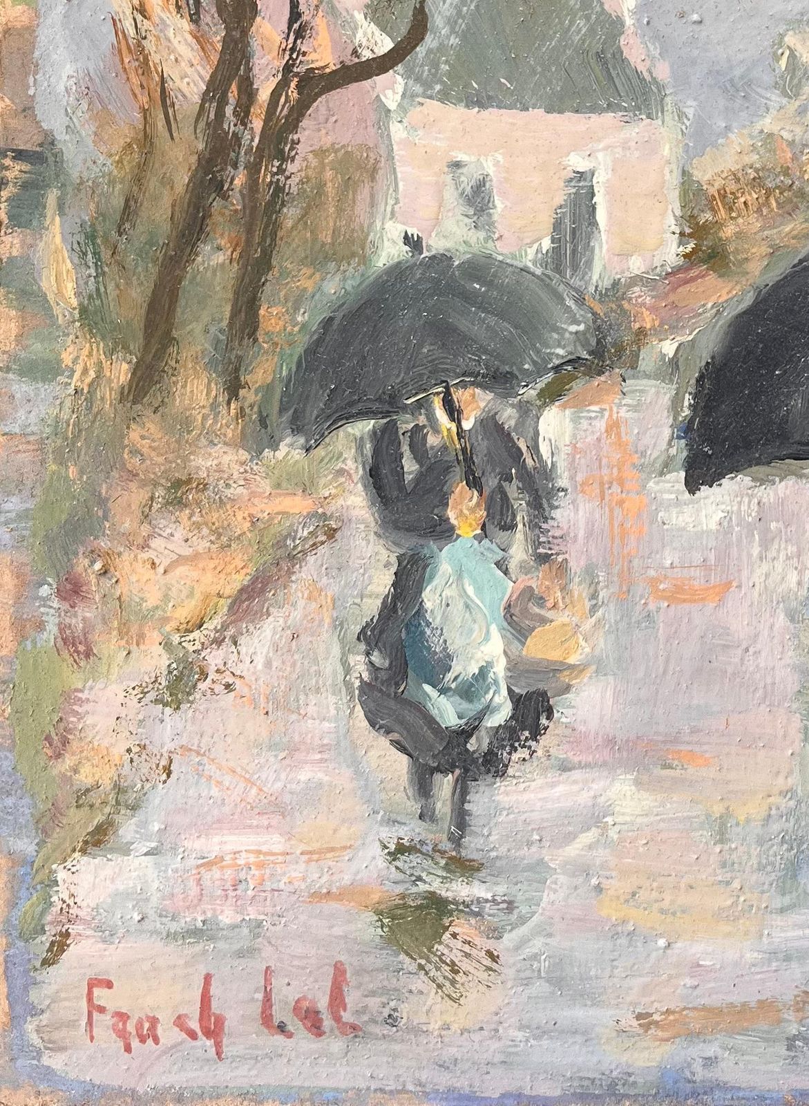 Fanch Lelrainy Market Day Scene With Women Carrying Baskets And Black Umbrellas2001 photo Art