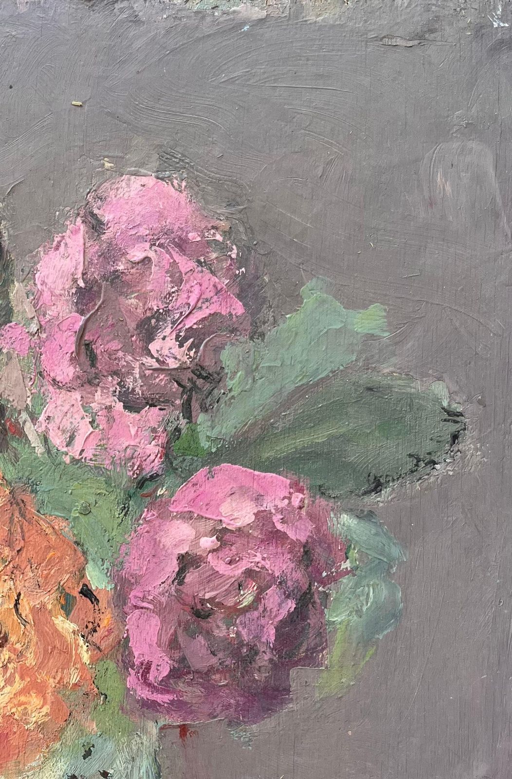 Fanch Lelroses De Mon Jardin Floral Still Life Of Pink And Orange Roses In Vase2000 photo vinterior