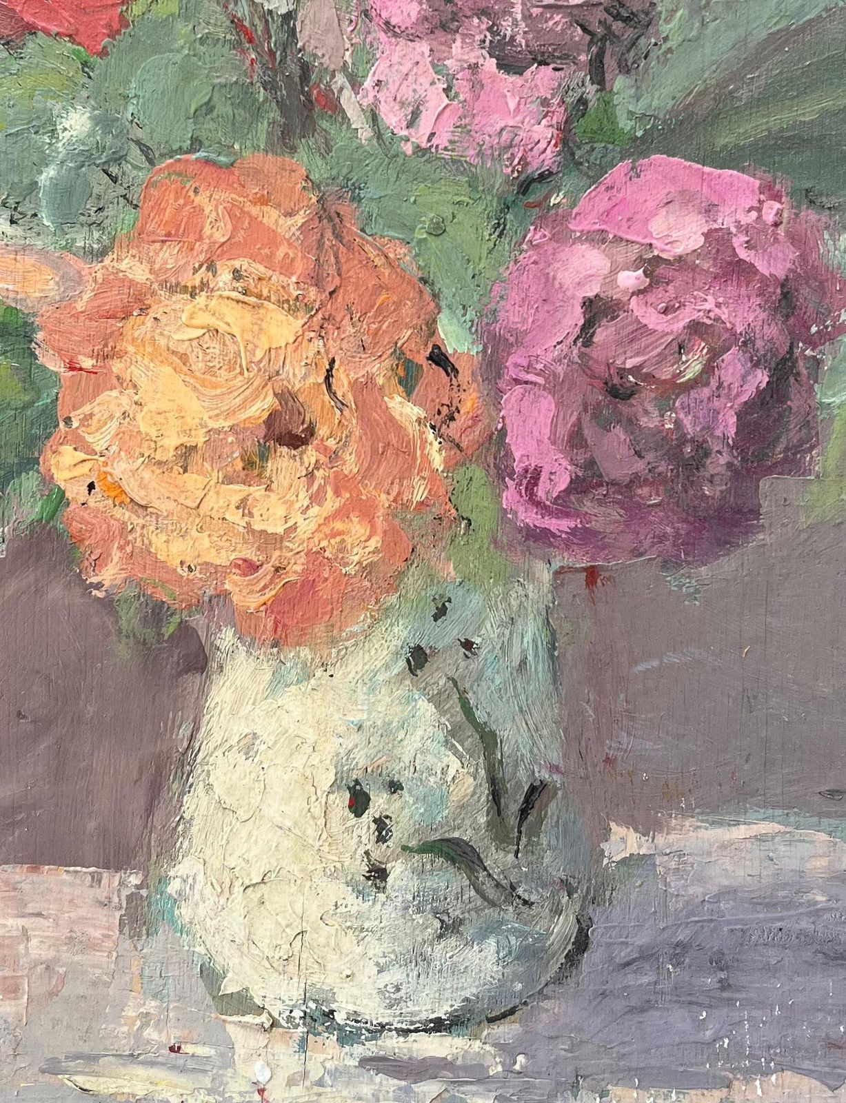 Fanch Lelroses De Mon Jardin Floral Still Life Of Pink And Orange Roses In Vase2000 photo buy