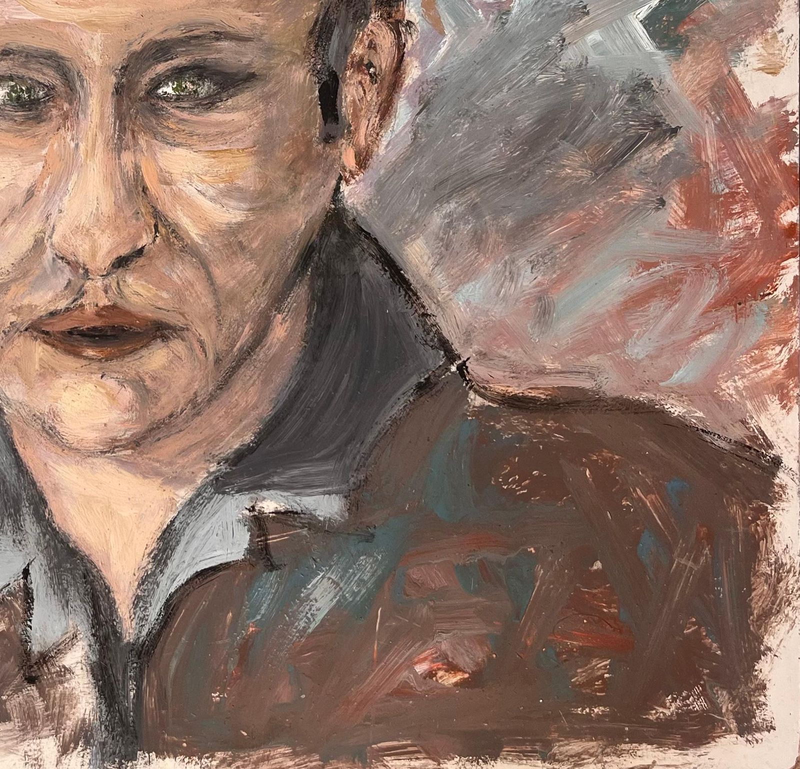 Fanch Lelexpressionist Portrait Of A Man With Piercing Eyes And Bold Brushwork photo for sale