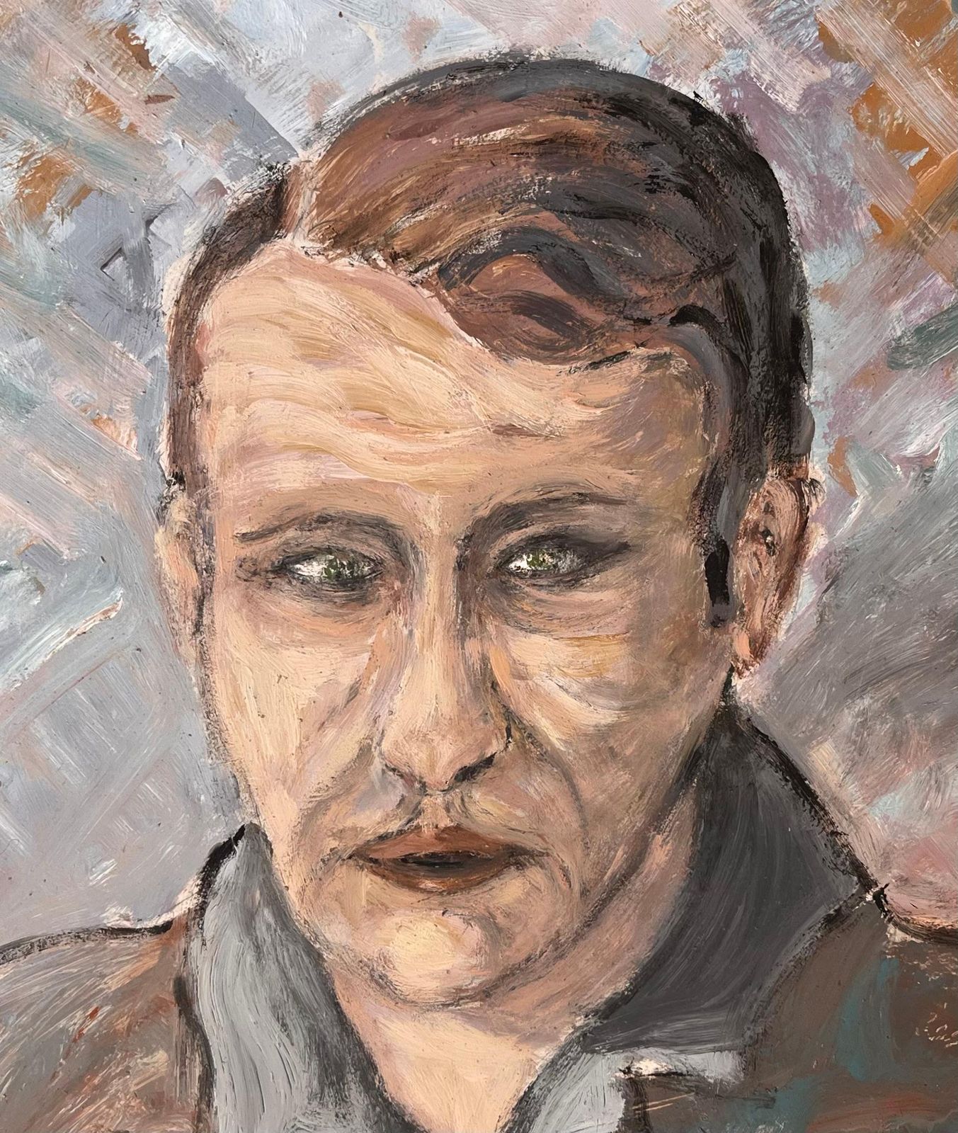 Fanch Lelexpressionist Portrait Of A Man With Piercing Eyes And Bold Brushwork photo buy