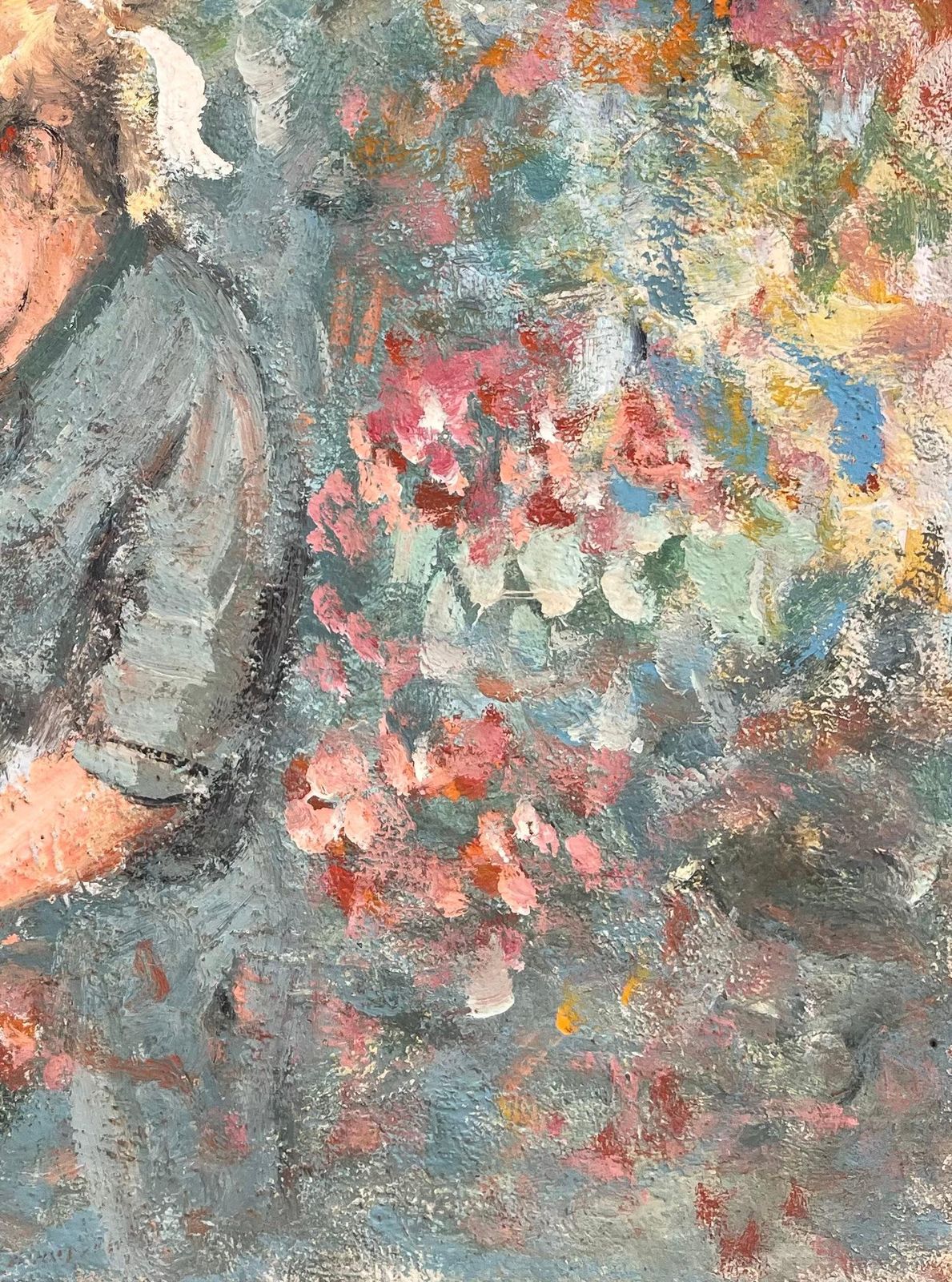 Fanch Lelimpressionist Painting Of A Young Girl Gathering Flowers In A Garden photo 750.0