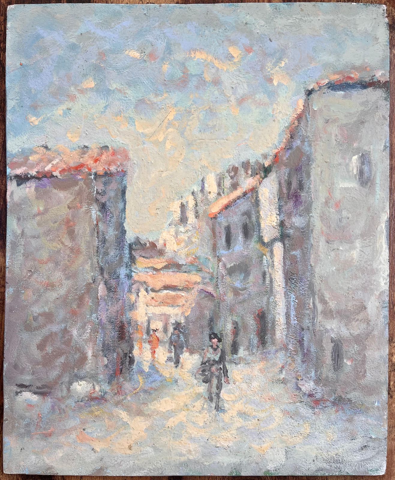 Fanch Lelfrench Impressionist Street Scene With Figures And Sunlit Buildings photo furniture