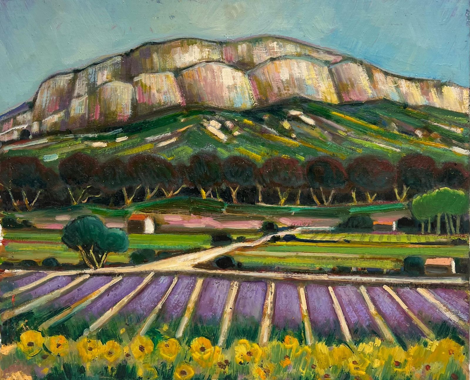 Max Toutainlavender Fields Below The Mossy Valley Cliffs French Post Impressionist Painting