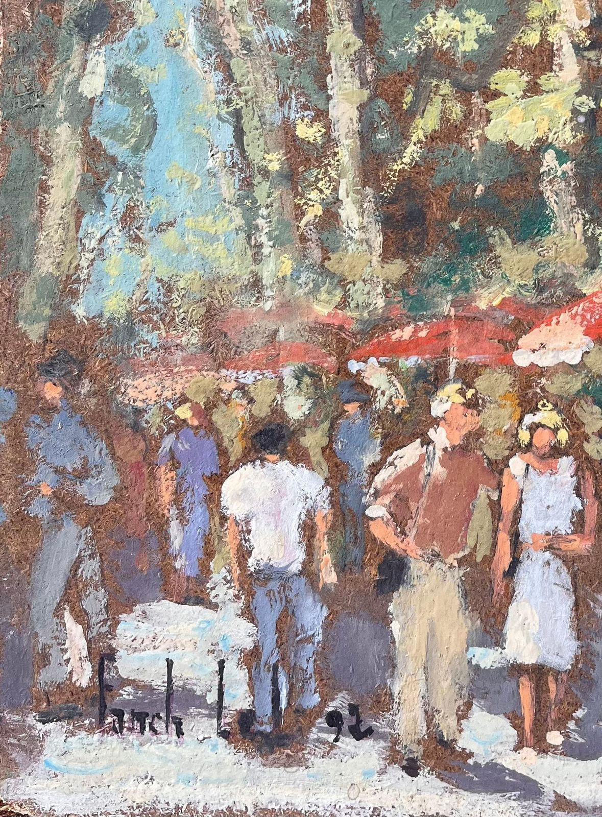 Fanch Lelimpressionist Promenade Scene With Red Parasols In Aix En Provence1992 photo Art
