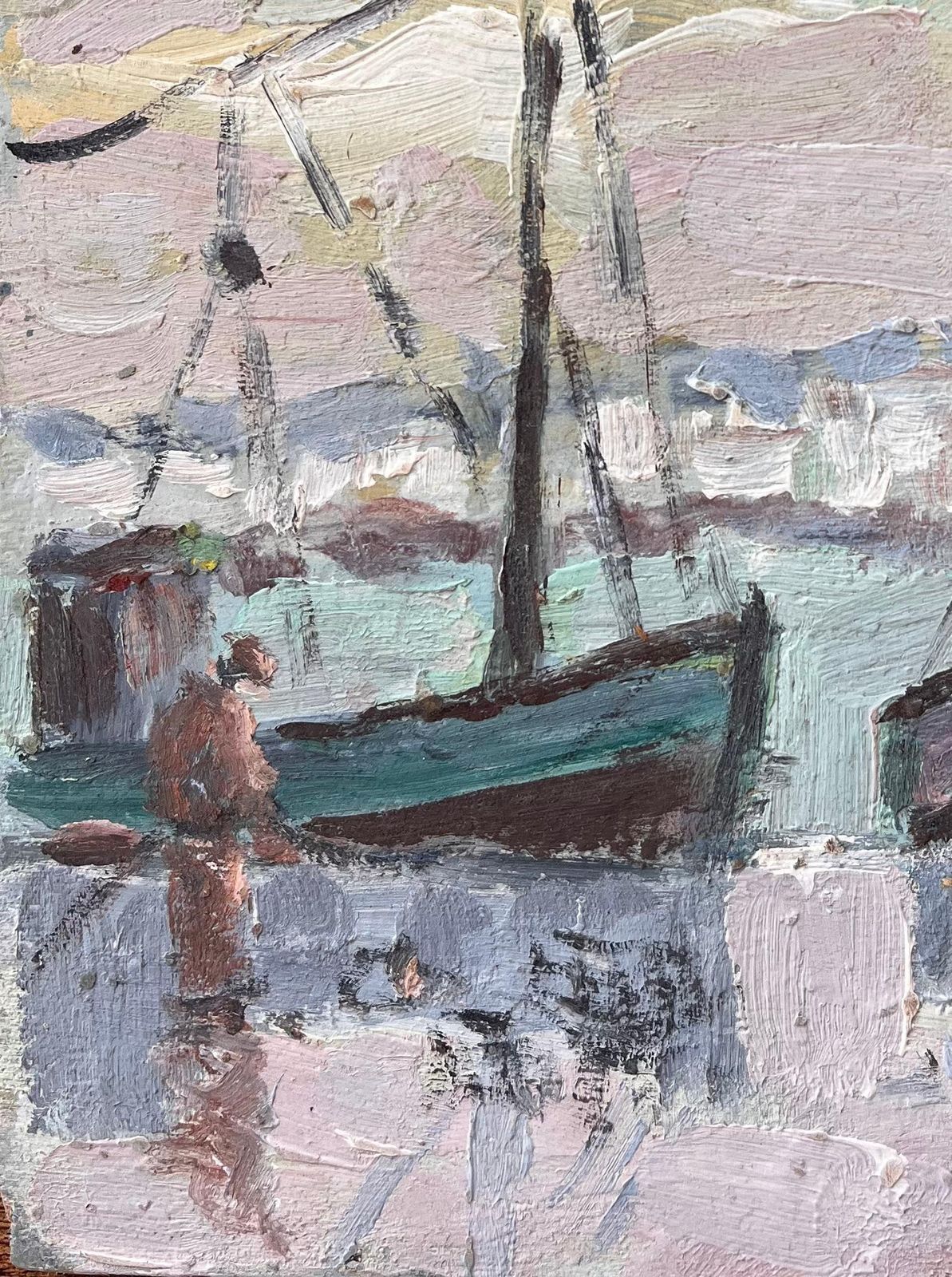 Fanch Lelfrench Impressionist Painting Of Fishing Boats In Le Croisic Brittany1989 photo for sale