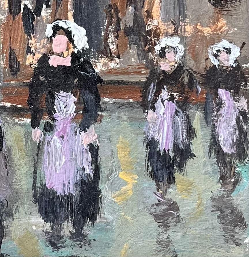 Fanch Lelimpressionist Scene Of Breton Churchgoers Leaving Mass In Traditional Dress2007 photo for sale