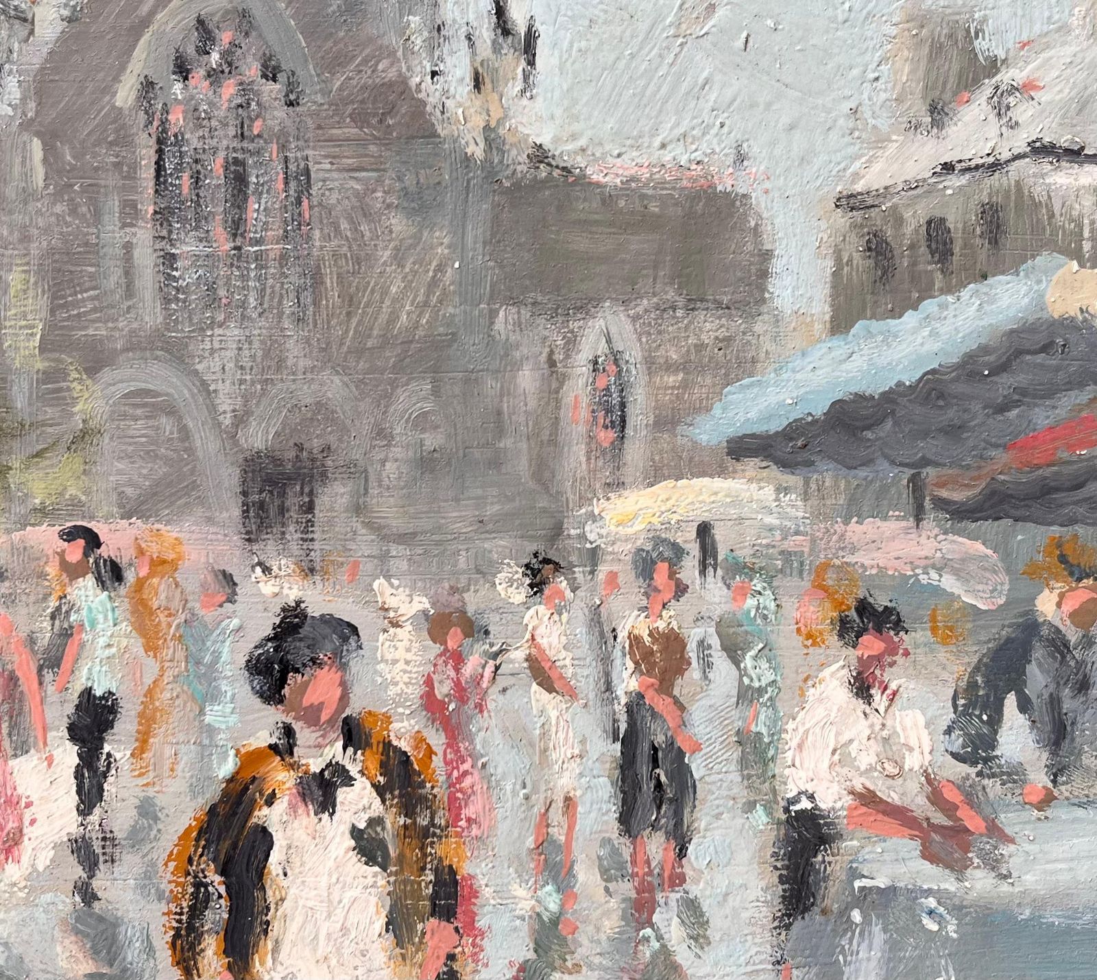 Fanch Lelfrench Impressionist Market Scene At Dinan With Church And Figures1998 photo buy