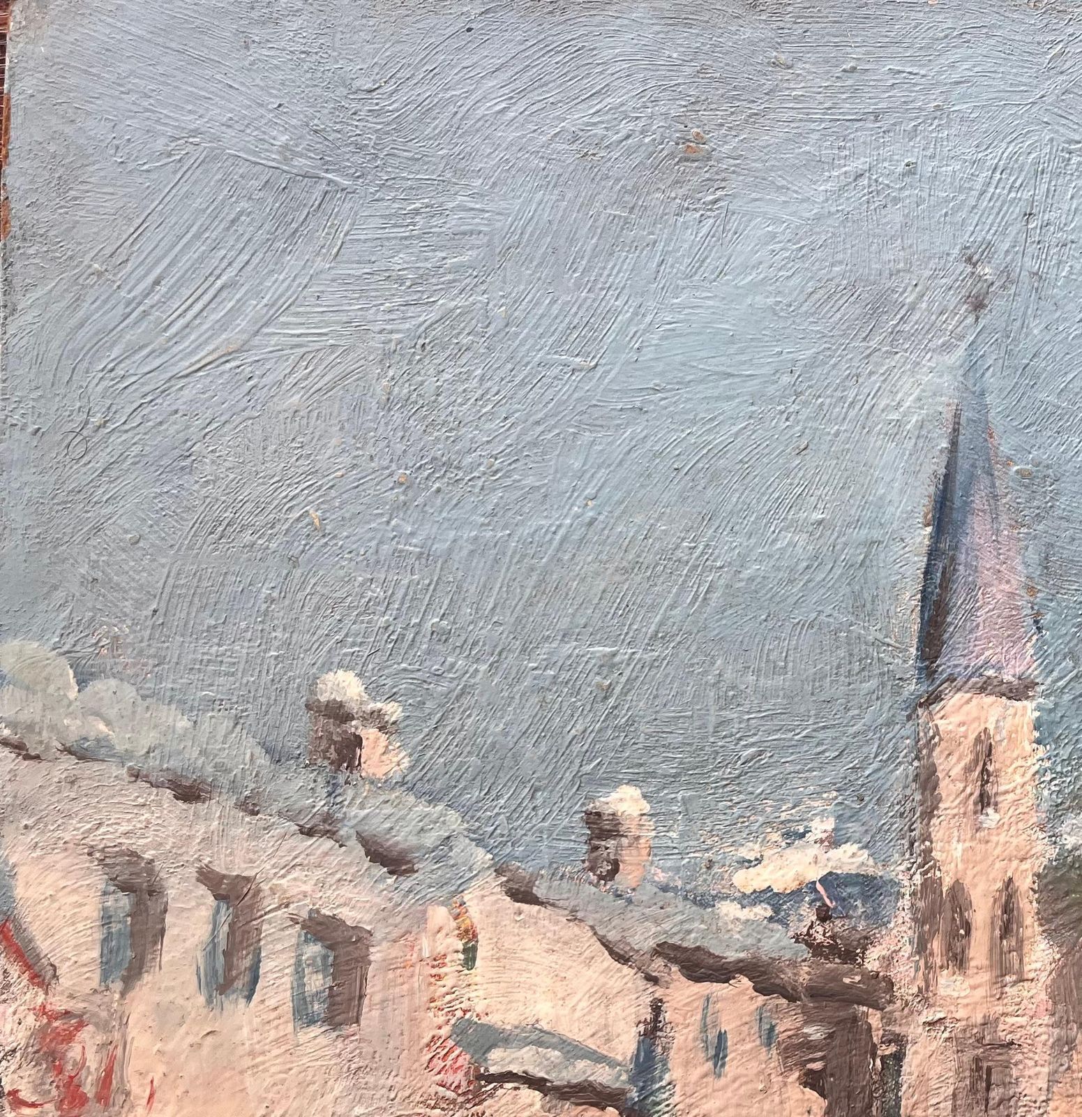 Fanch Lelfrench Impressionist Winter Street Scene With Church Spire And Snow photo Art