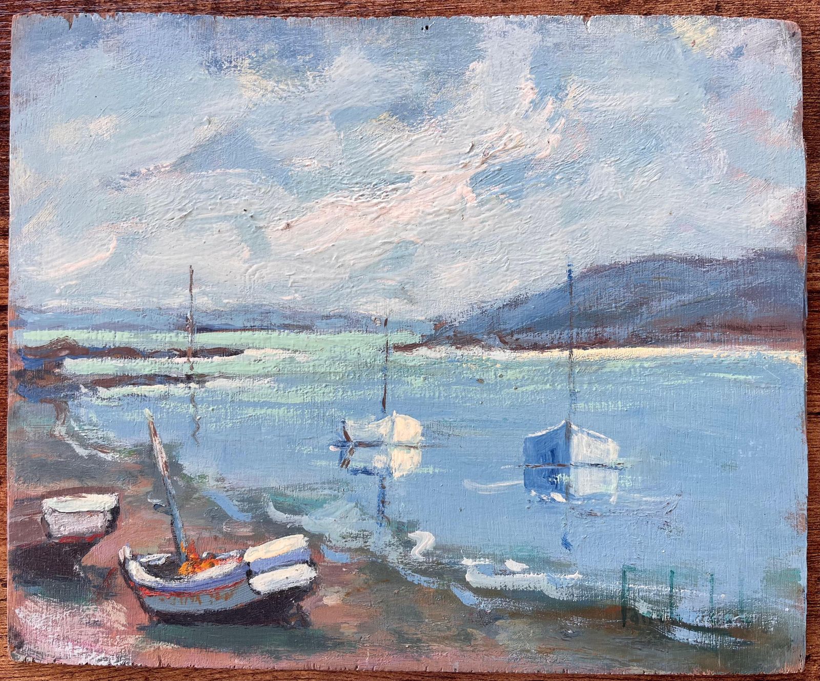 Fanch Lelfrench Coastal Painting Of Boats At Low Tide In La Richardais In Brittany photo furniture