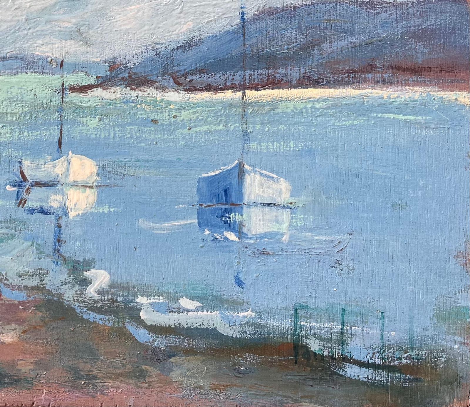 Fanch Lelfrench Coastal Painting Of Boats At Low Tide In La Richardais In Brittany photo Art