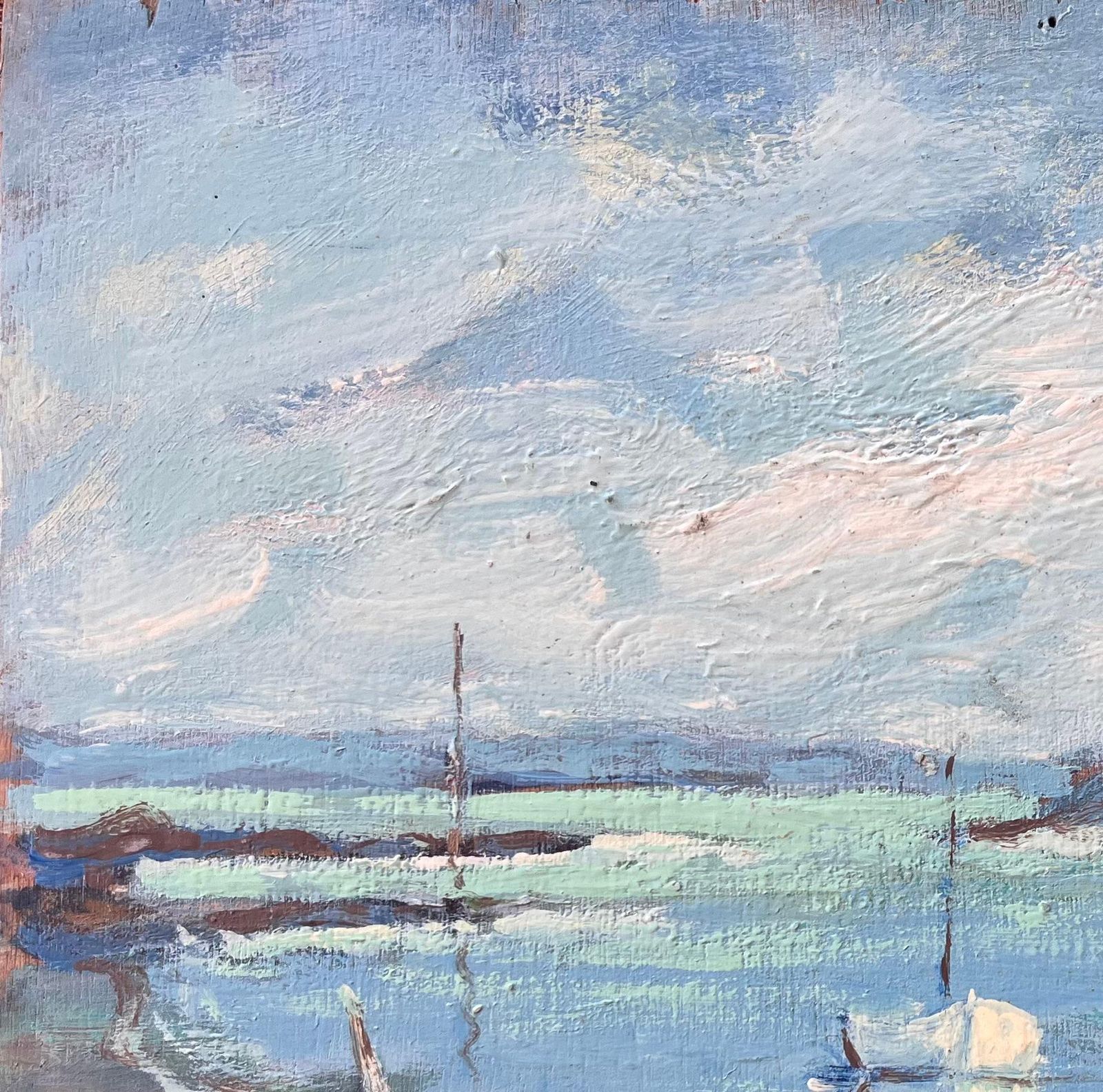 Fanch Lelfrench Coastal Painting Of Boats At Low Tide In La Richardais In Brittany photo 454.0