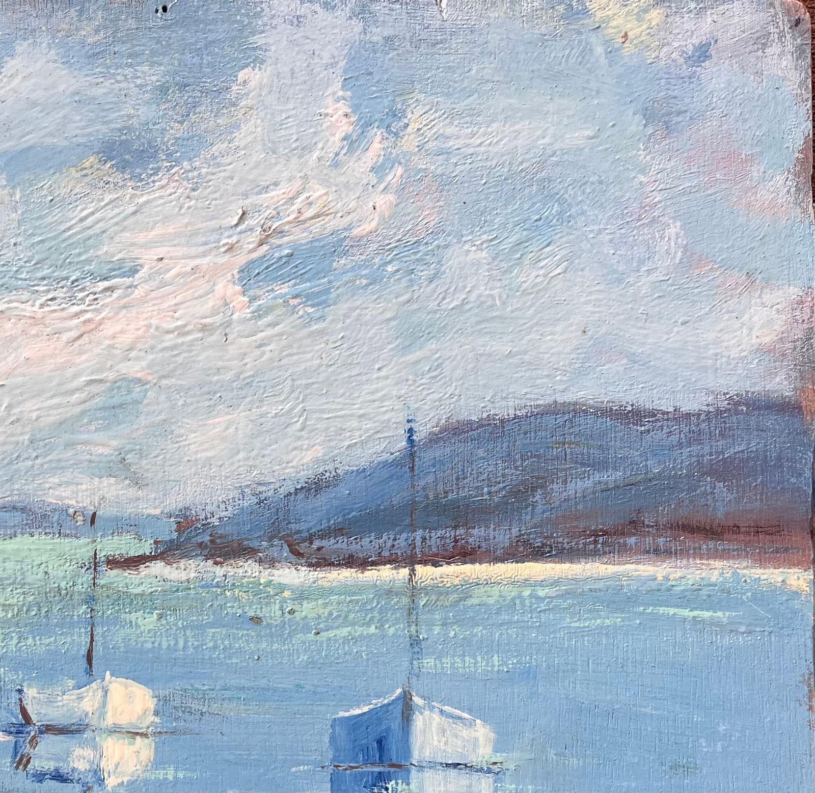 Fanch Lelfrench Coastal Painting Of Boats At Low Tide In La Richardais In Brittany photo vinterior