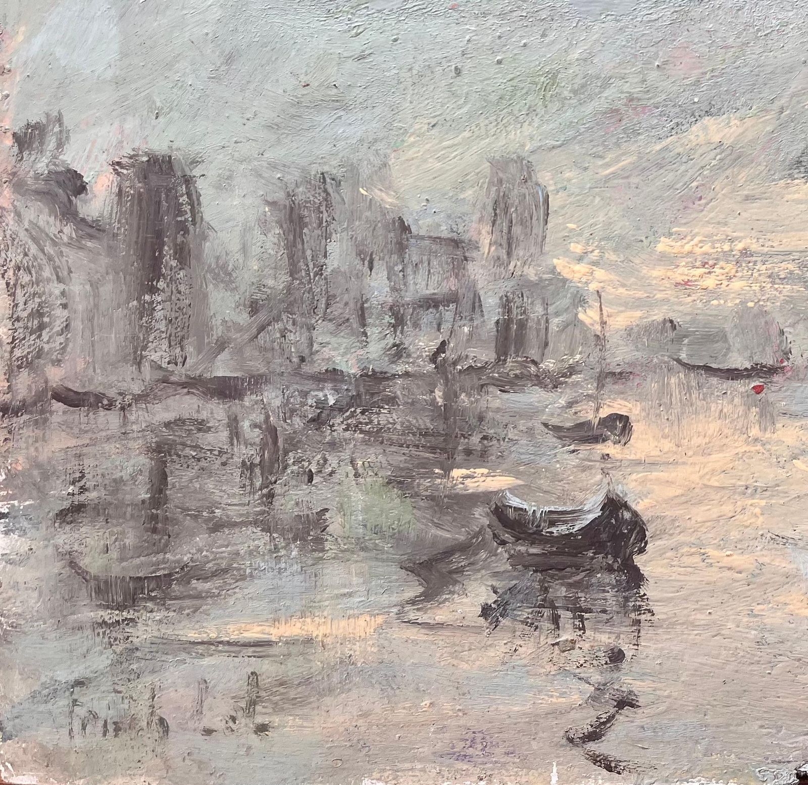 Fanch Lelmoody Monochrome Harbor Scene With Reflections And Fishing Boats photo Art